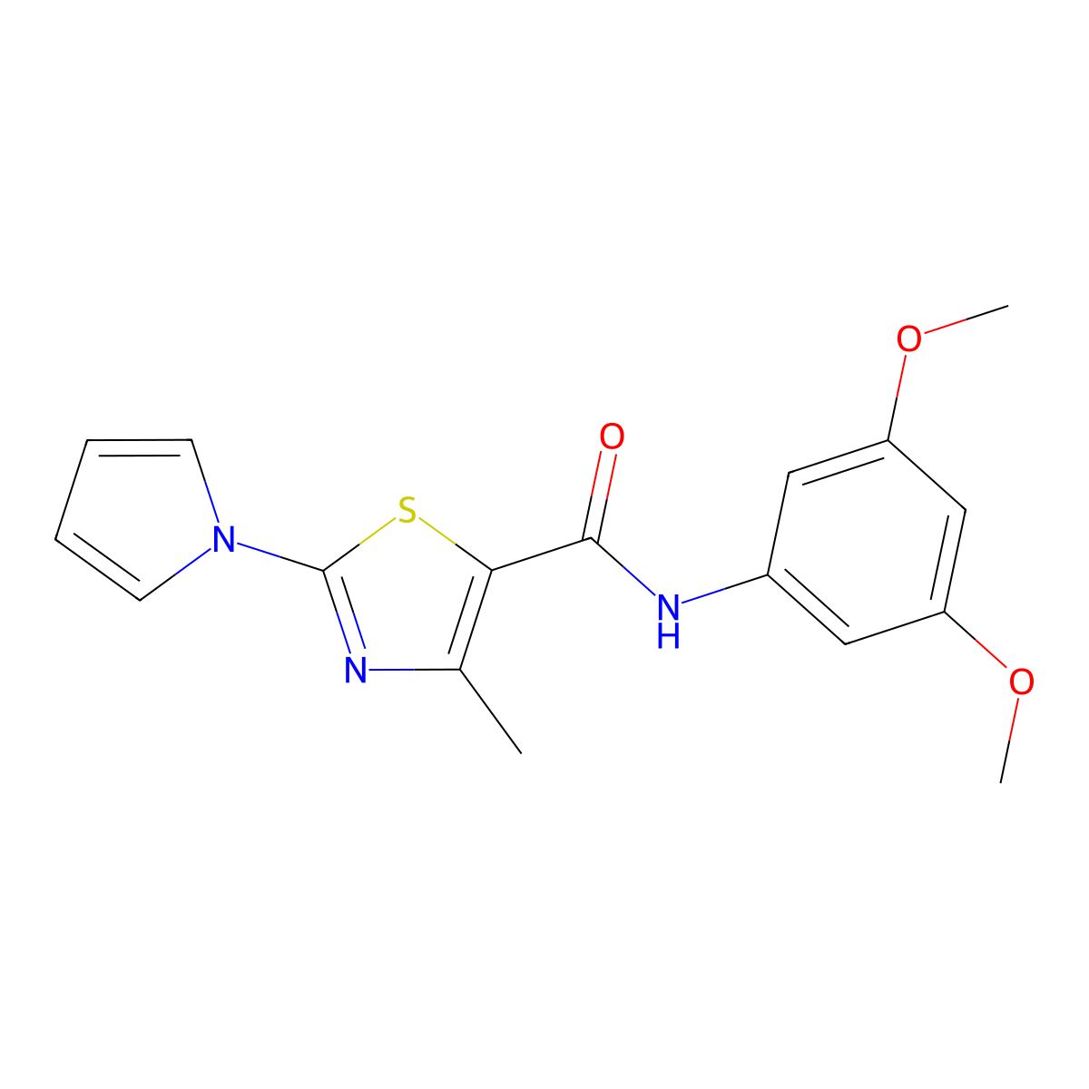 N-(3,5-dimethoxyphenyl)-4-methyl-2-(1H-pyrrol-1-yl)-1,3-thiazole-5-carboxamide molecular structure, CAS 1010906-79-2