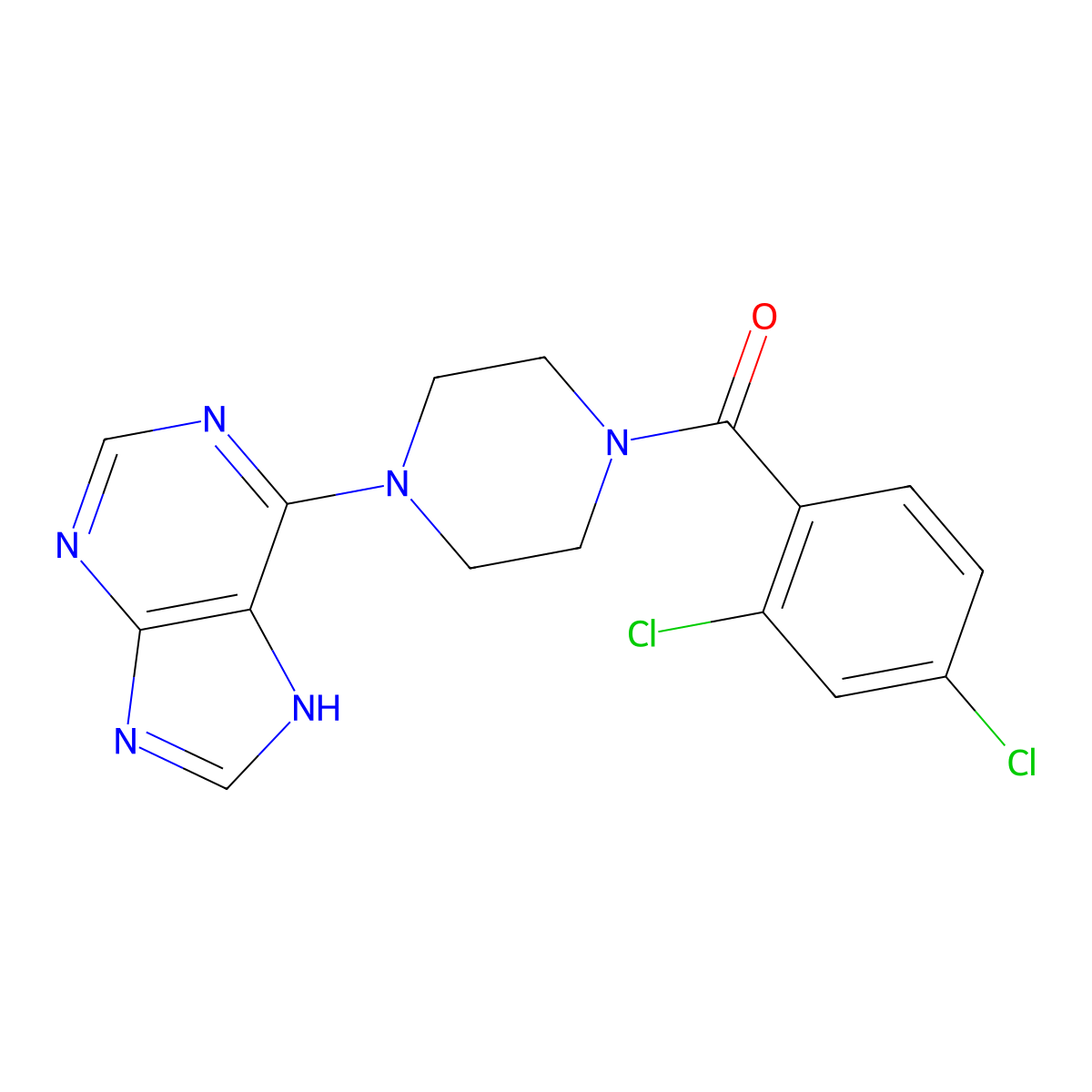 (2,4-dichlorophenyl)[4-(9H-purin-6-yl)piperazin-1-yl]methanone molecular structure, CAS 1010906-90-7