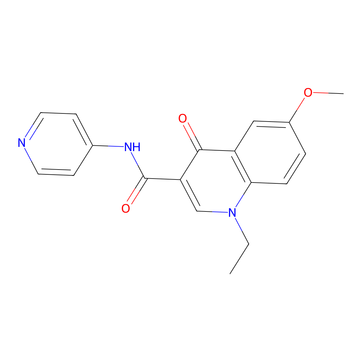 1-ethyl-6-methoxy-4-oxo-N-(pyridin-4-yl)-1,4-dihydroquinoline-3-carboxamide molecular structure, CAS 1010906-92-9