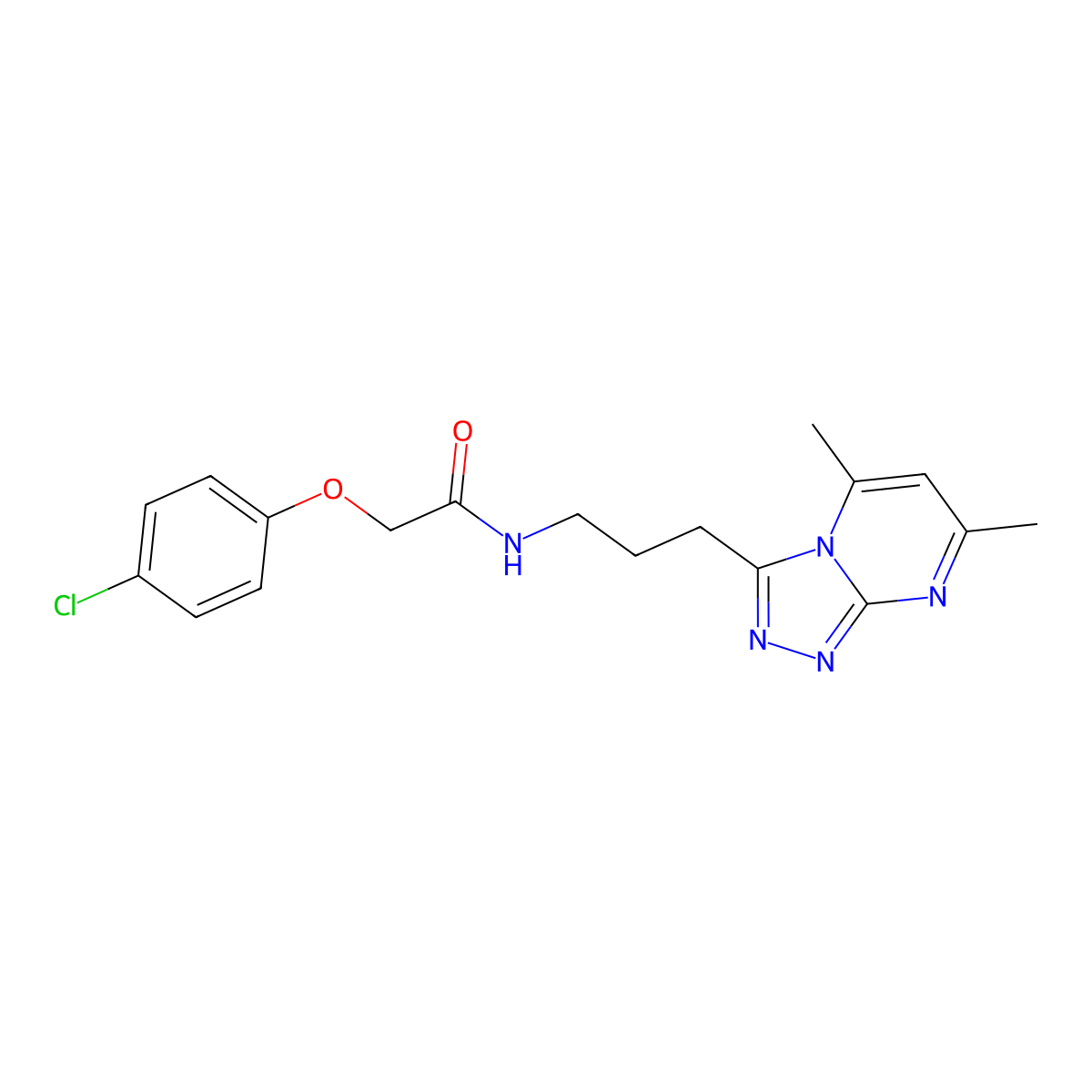2-(4-chlorophenoxy)-N-[3-(5,7-dimethyl[1,2,4]triazolo[4,3-a]pyrimidin-3-yl)propyl]acetamide molecular structure, CAS 1010907-07-9