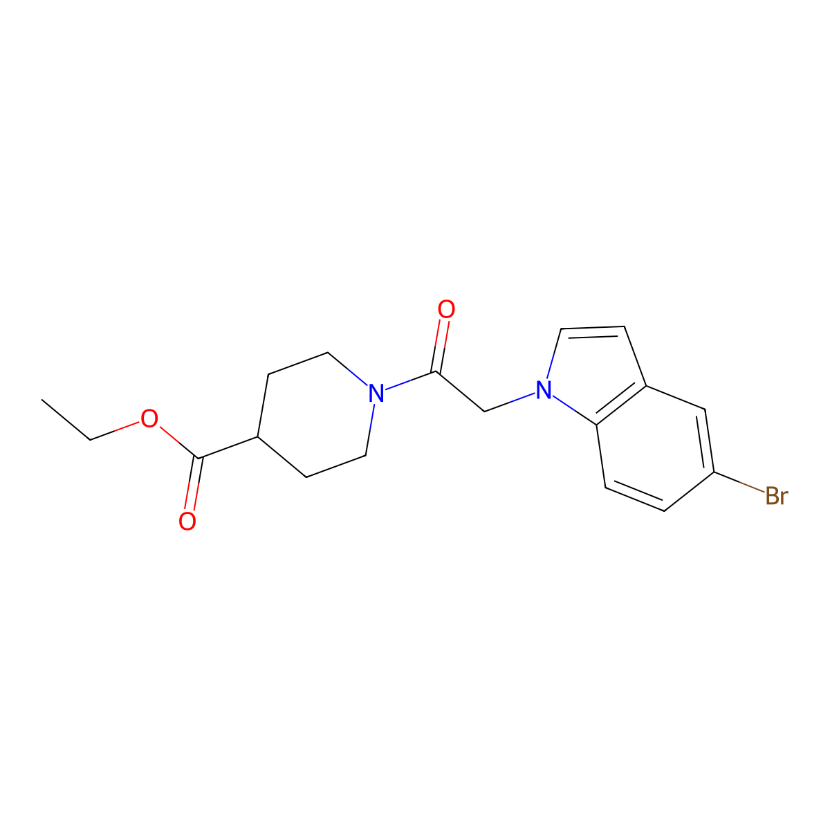 ethyl 1-[(5-bromo-1H-indol-1-yl)acetyl]piperidine-4-carboxylate molecular structure, CAS 1010907-10-4