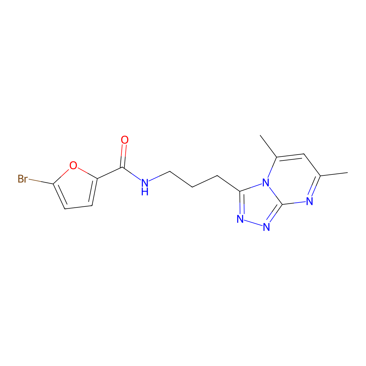 5-bromo-N-[3-(5,7-dimethyl[1,2,4]triazolo[4,3-a]pyrimidin-3-yl)propyl]furan-2-carboxamide molecular structure, CAS 1010907-26-2