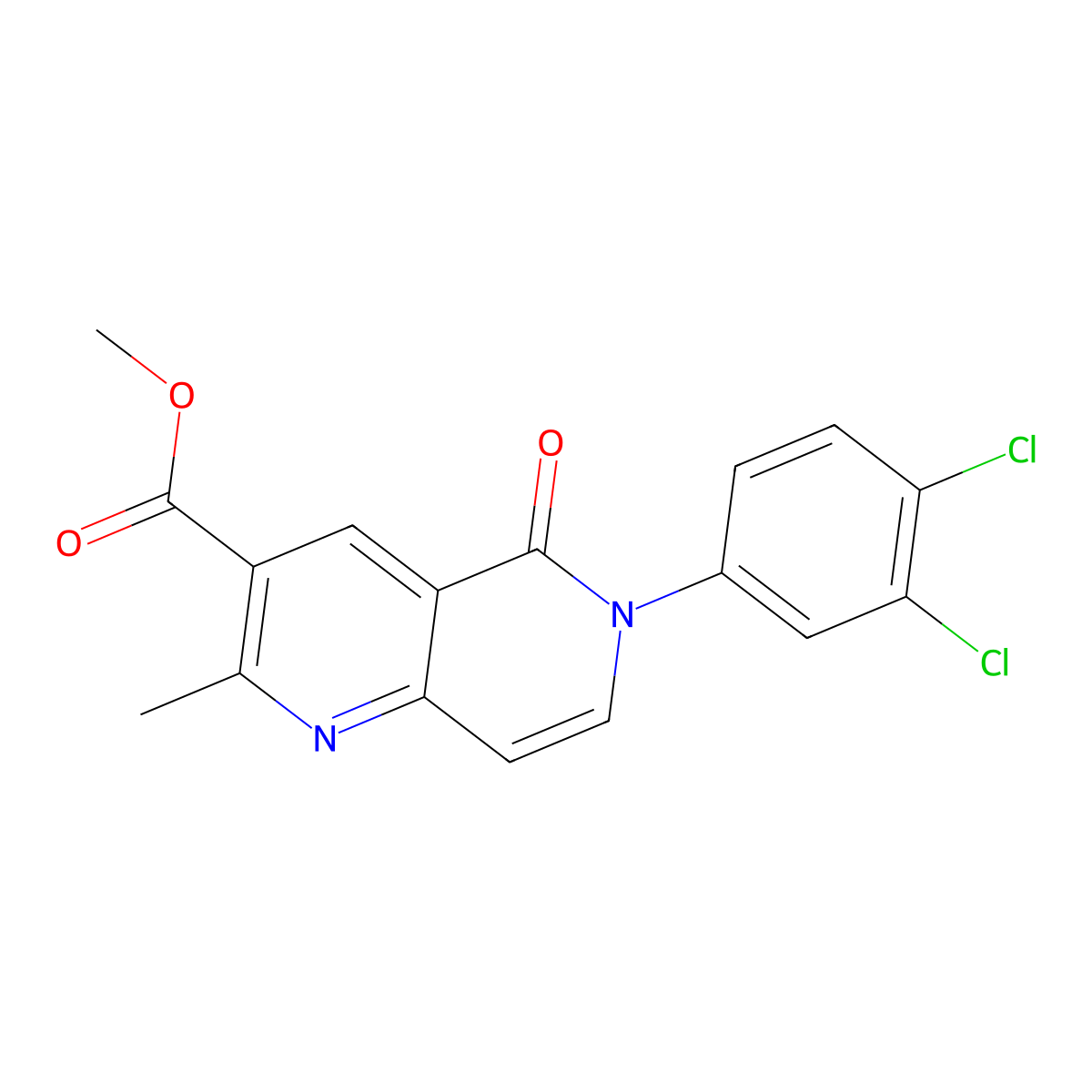 Methyl 6-(3,4-dichlorophenyl)-2-methyl-5-oxo-5,6-dihydro-1,6-naphthyridine-3-carboxylate molecular structure, CAS 1010907-30-8