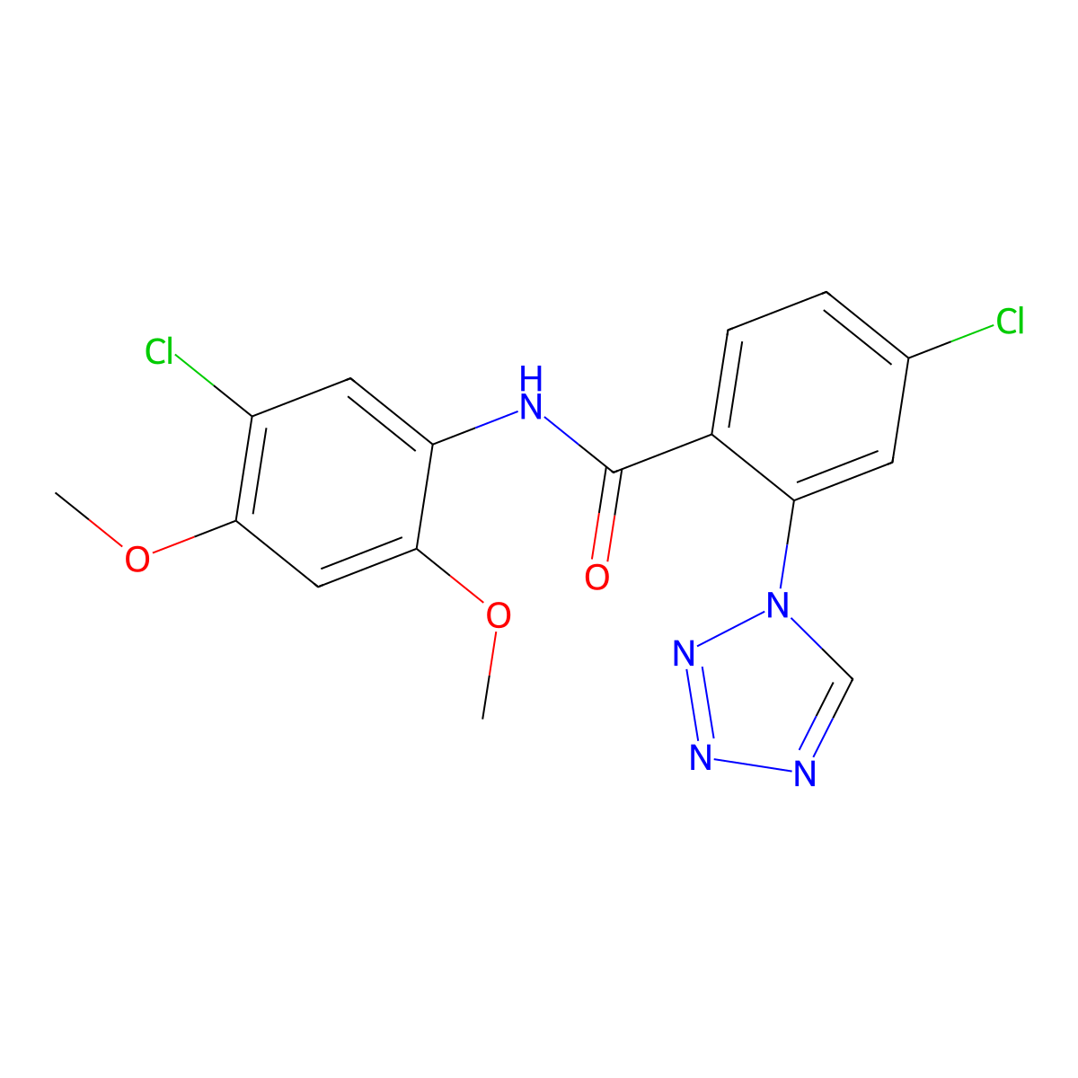 4-chloro-N-(5-chloro-2,4-dimethoxyphenyl)-2-(1H-tetrazol-1-yl)benzamide molecular structure, CAS 1010907-33-1