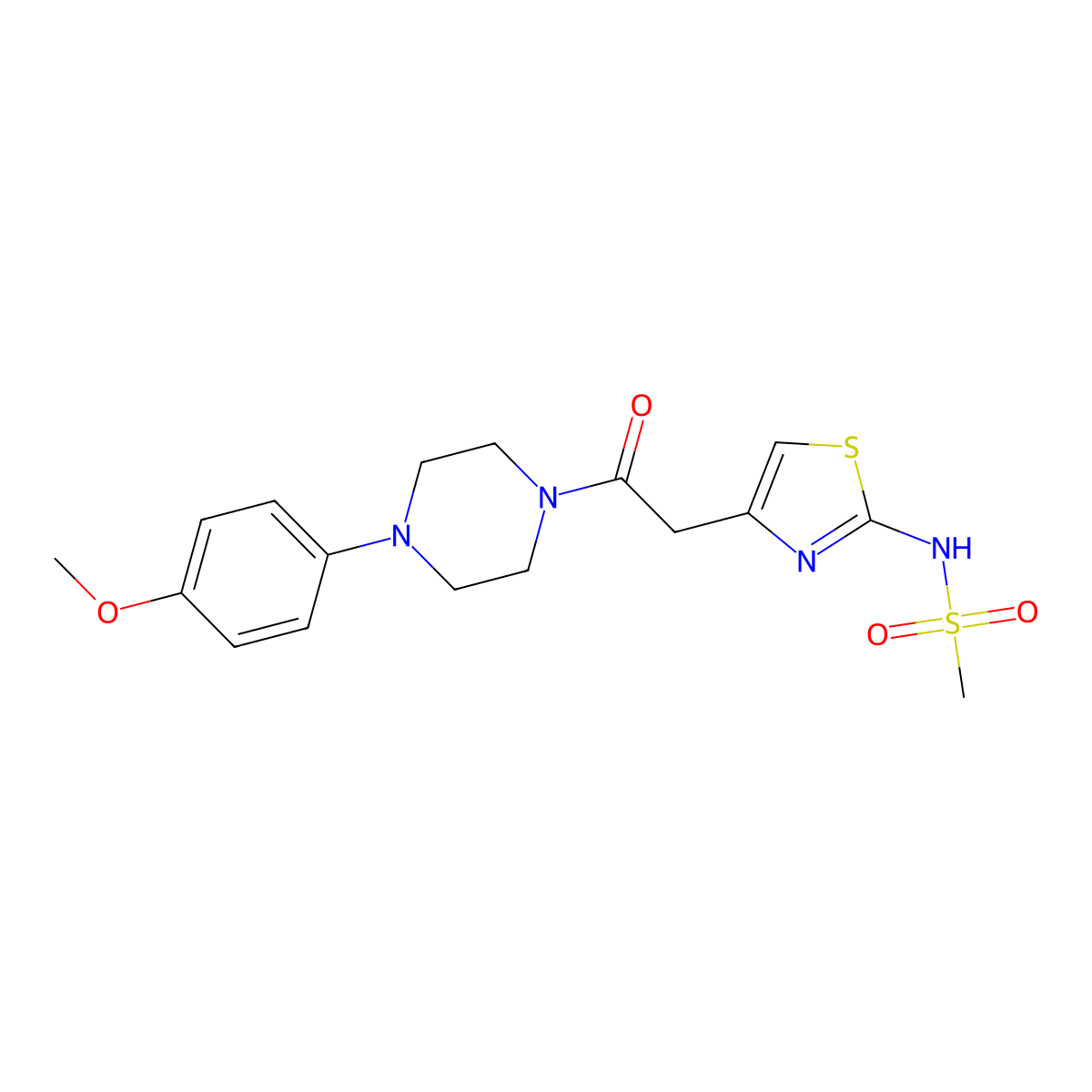 N-(4-{2-[4-(4-methoxyphenyl)piperazin-1-yl]-2-oxoethyl}-1,3-thiazol-2-yl)methanesulfonamide molecular structure, CAS 1010907-34-2