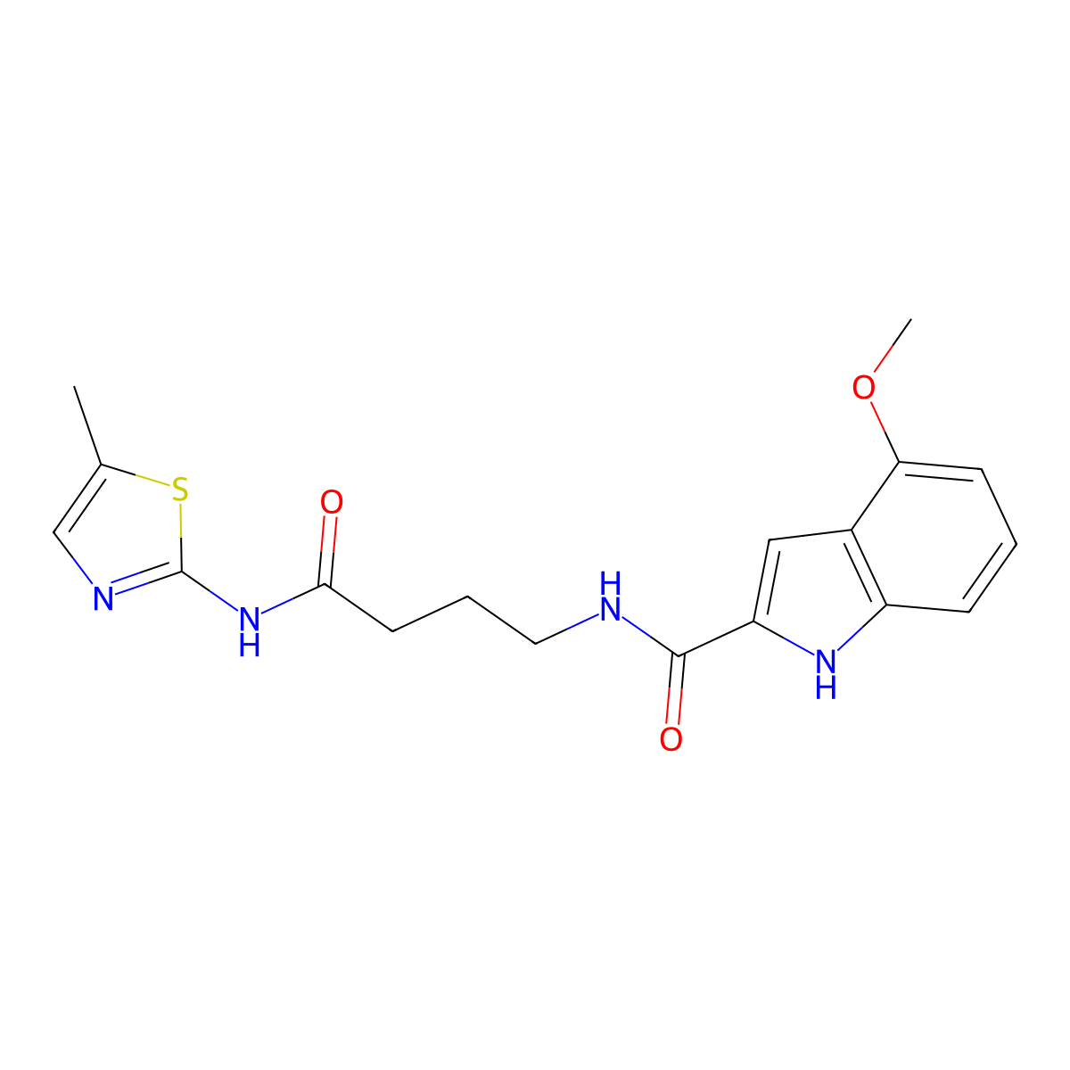 4-methoxy-N-{4-[(5-methyl-1,3-thiazol-2-yl)amino]-4-oxobutyl}-1H-indole-2-carboxamide molecular structure, CAS 1010907-37-5
