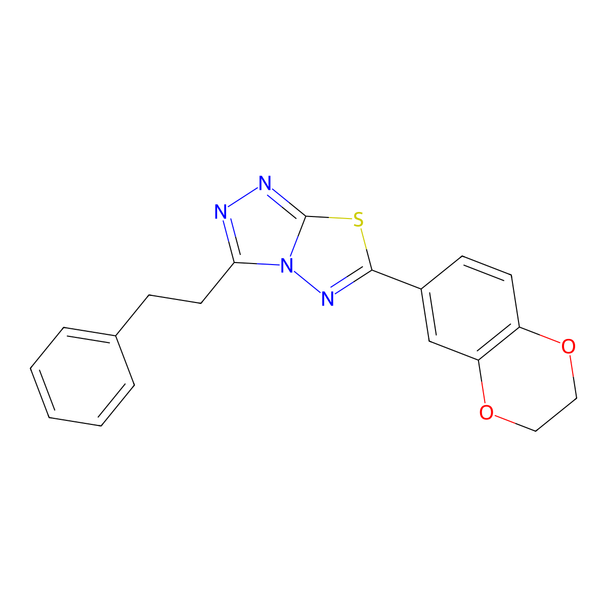 6-(2,3-Dihydro-1,4-benzodioxin-6-yl)-3-(2-phenylethyl)[1,2,4]triazolo[3,4-b][1,3,4]thiadiazole molecular structure, CAS 1010907-45-5