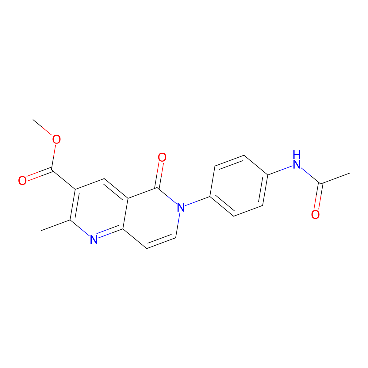 Methyl 6-(4-acetamidophenyl)-2-methyl-5-oxo-5,6-dihydro-1,6-naphthyridine-3-carboxylate molecular structure, CAS 1010907-48-8