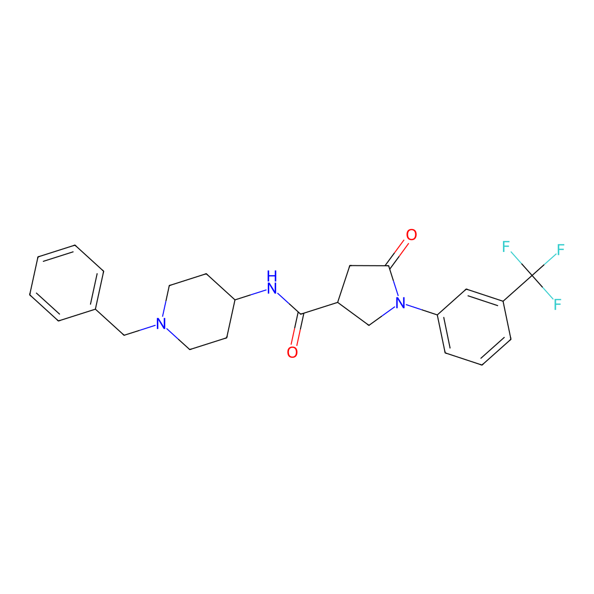 N-(1-benzylpiperidin-4-yl)-5-oxo-1-[3-(trifluoromethyl)phenyl]pyrrolidine-3-carboxamide molecular structure, CAS 1010907-51-3