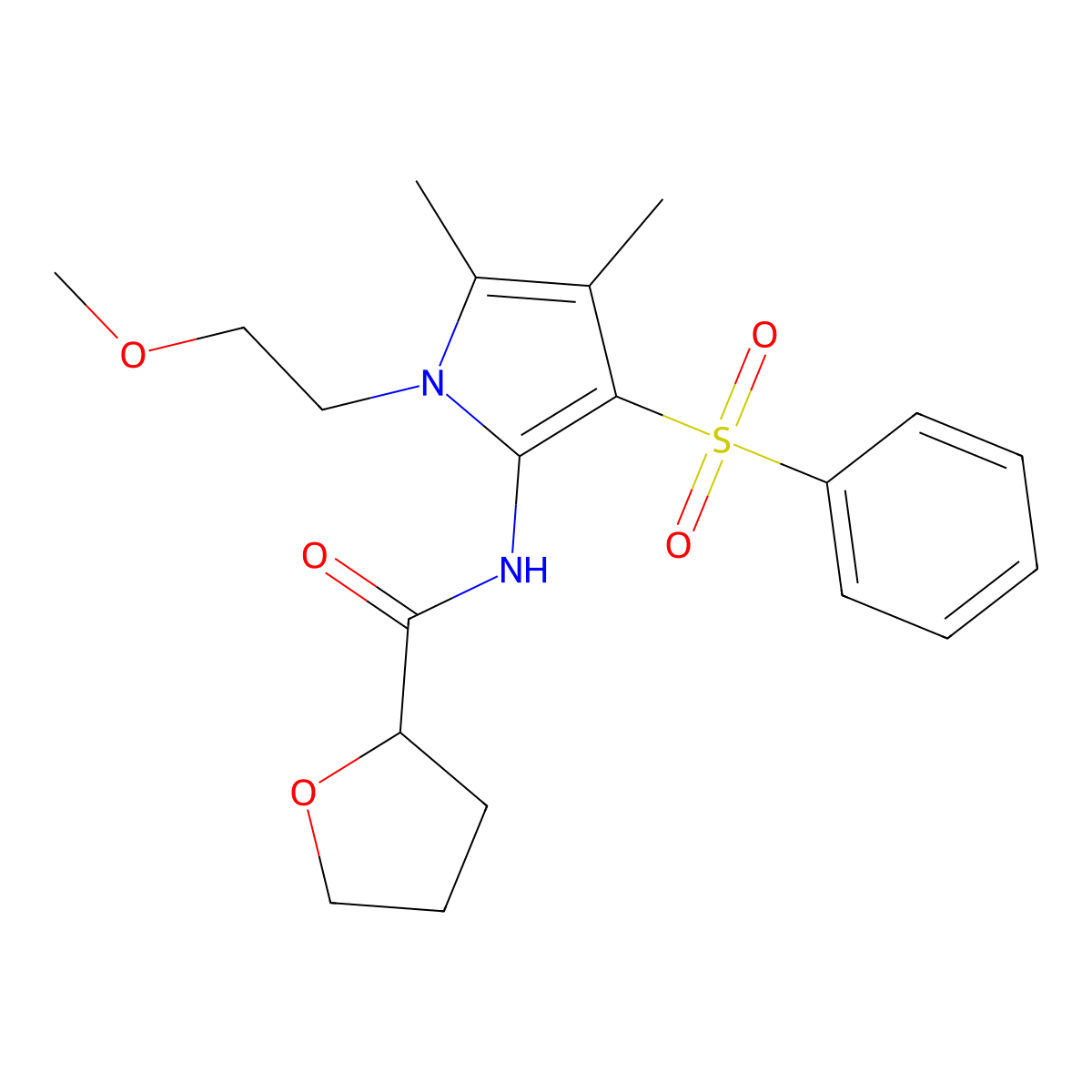 N-[1-(2-methoxyethyl)-4,5-dimethyl-3-(phenylsulfonyl)-1H-pyrrol-2-yl]tetrahydrofuran-2-carboxamide molecular structure, CAS 1010907-61-5