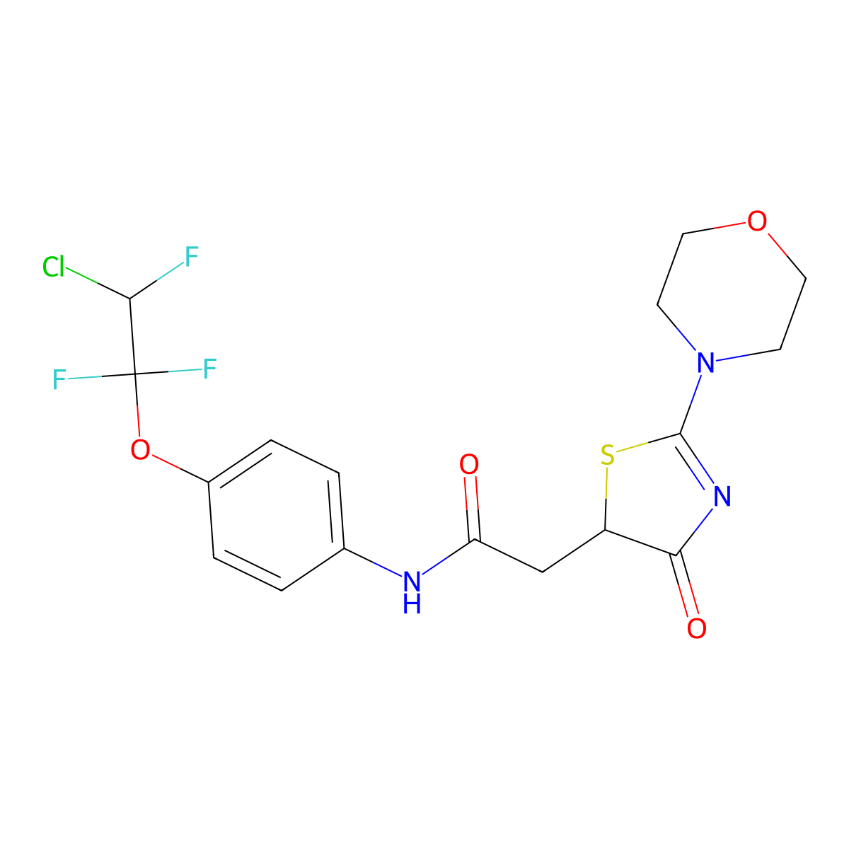 N-[4-(2-chloro-1,1,2-trifluoroethoxy)phenyl]-2-[2-(morpholin-4-yl)-4-oxo-4,5-dihydro-1,3-thiazol-5-yl]acetamide molecular structure, CAS 1010907-74-0