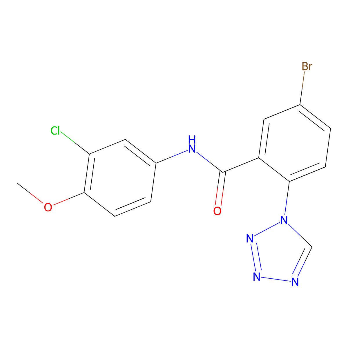 5-bromo-N-(3-chloro-4-methoxyphenyl)-2-(1H-tetrazol-1-yl)benzamide molecular structure, CAS 1010907-77-3