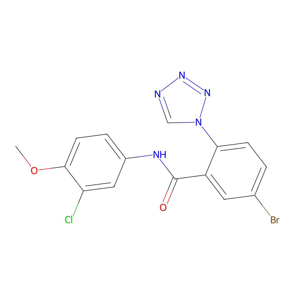 5-bromo-N-(3-chloro-4-methoxyphenyl)-2-(1H-tetrazol-1-yl)benzamide molecular structure, CAS 1010907-77-3