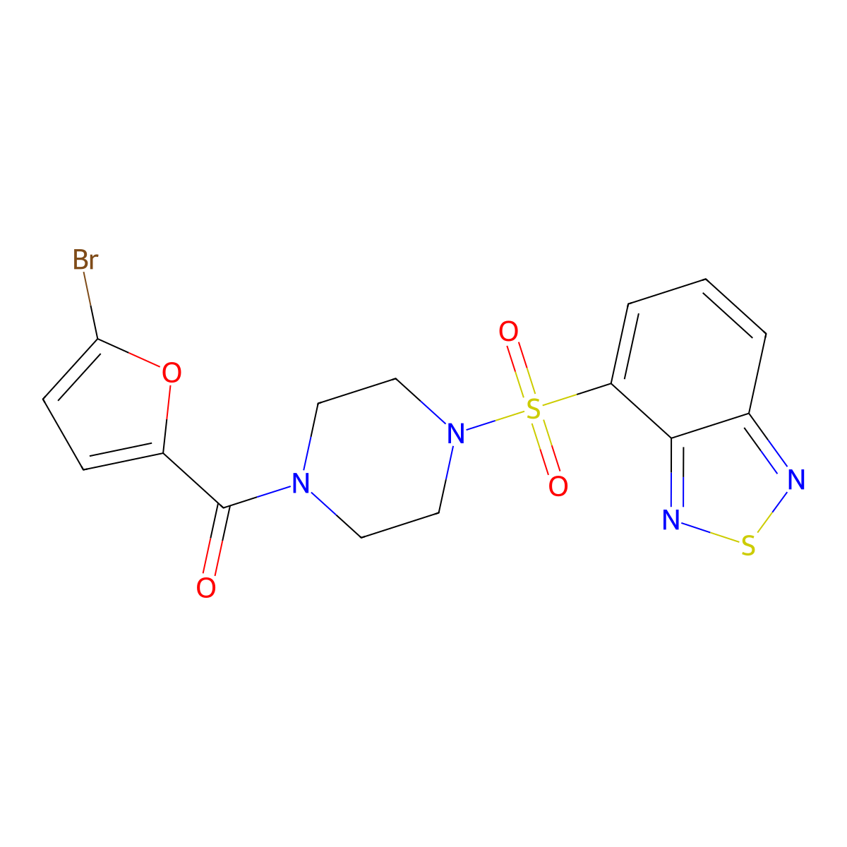 [4-(2,1,3-Benzothiadiazol-4-ylsulfonyl)piperazin-1-yl](5-bromofuran-2-yl)methanone molecular structure, CAS 1010907-84-2