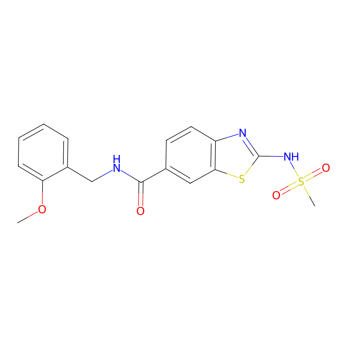 N~6~-(2-methoxybenzyl)-2-[(methylsulfonyl)amino]-1,3-benzothiazole-6-carboxamide molecular structure, CAS 1010907-86-4