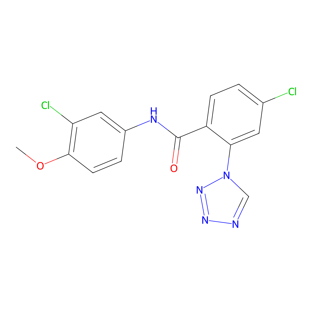 4-chloro-N-(3-chloro-4-methoxyphenyl)-2-(1H-tetrazol-1-yl)benzamide molecular structure, CAS 1010907-97-7