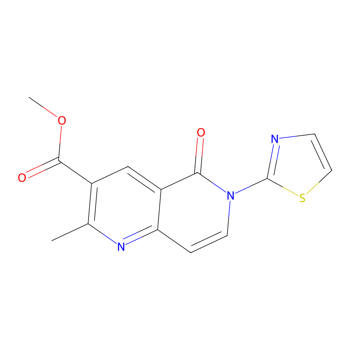 Methyl 2-methyl-5-oxo-6-(1,3-thiazol-2-yl)-5,6-dihydro-1,6-naphthyridine-3-carboxylate molecular structure, CAS 1010908-01-6
