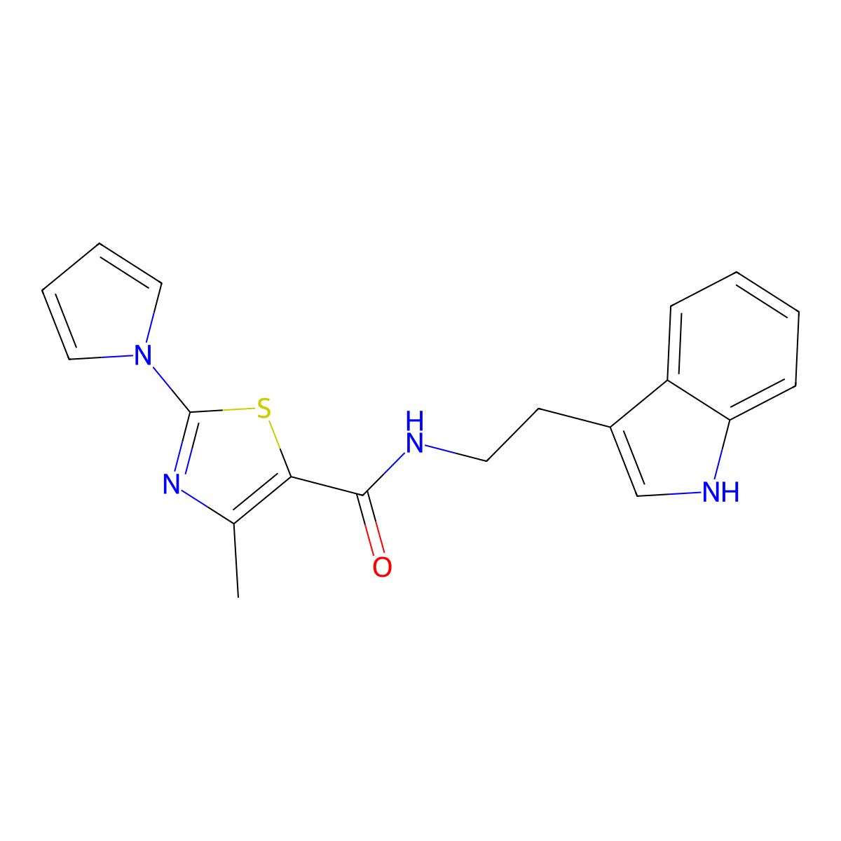 N-[2-(1H-indol-3-yl)ethyl]-4-methyl-2-(1H-pyrrol-1-yl)-1,3-thiazole-5-carboxamide molecular structure, CAS 1010908-04-9