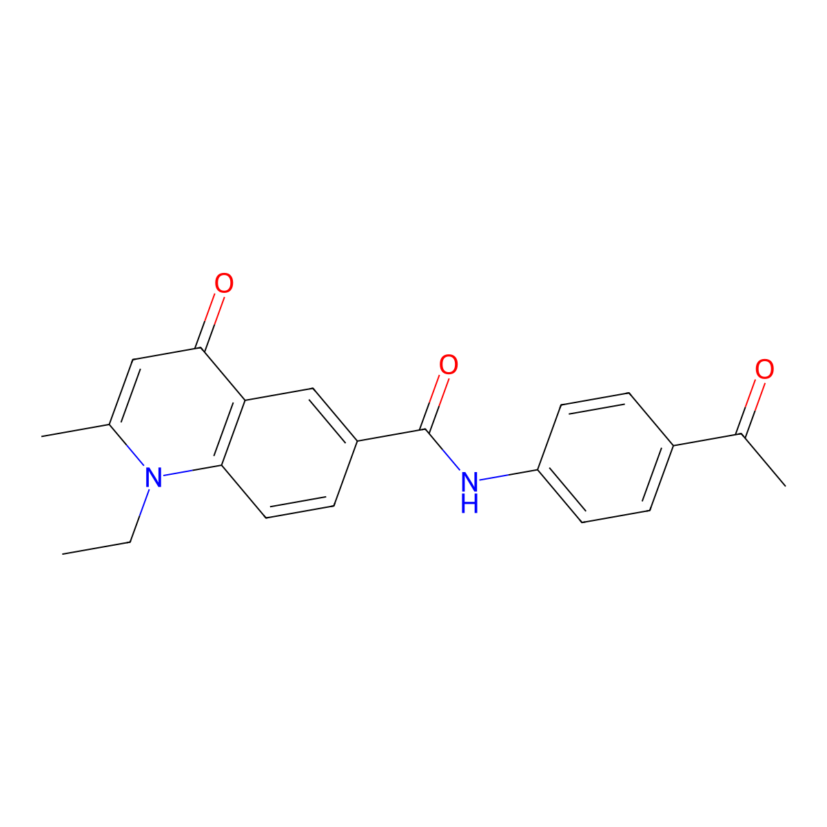 N-(4-acetylphenyl)-1-ethyl-2-methyl-4-oxo-1,4-dihydroquinoline-6-carboxamide molecular structure, CAS 1010908-07-2