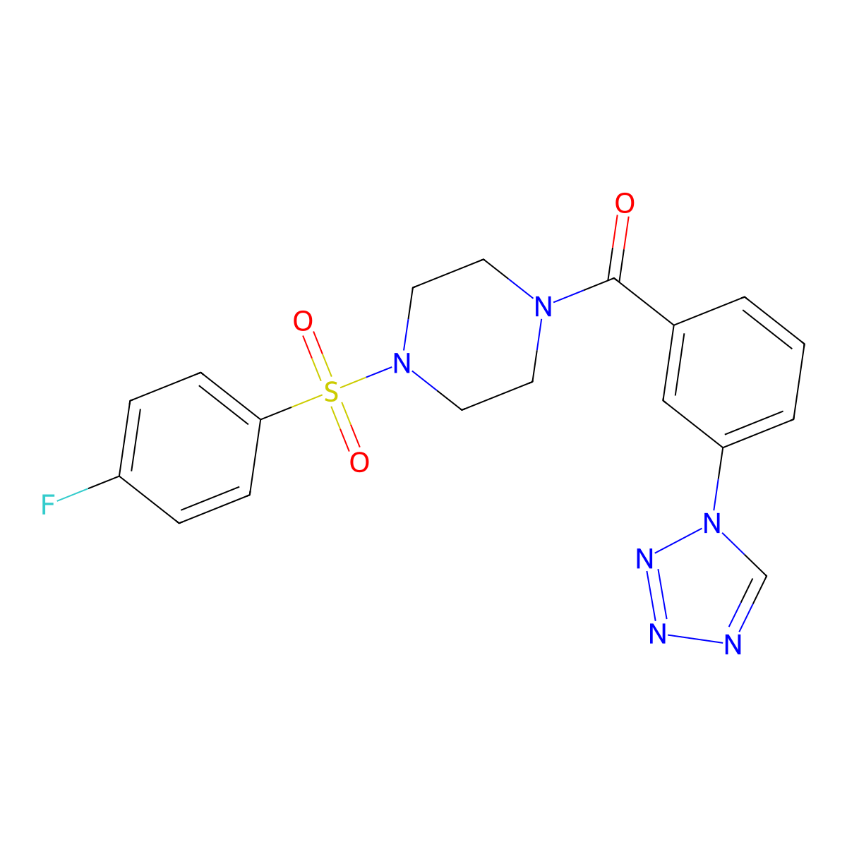 1-[(4-fluorophenyl)sulfonyl]-4-[3-(1H-tetrazol-1-yl)benzoyl]piperazine molecular structure, CAS 1010908-12-9