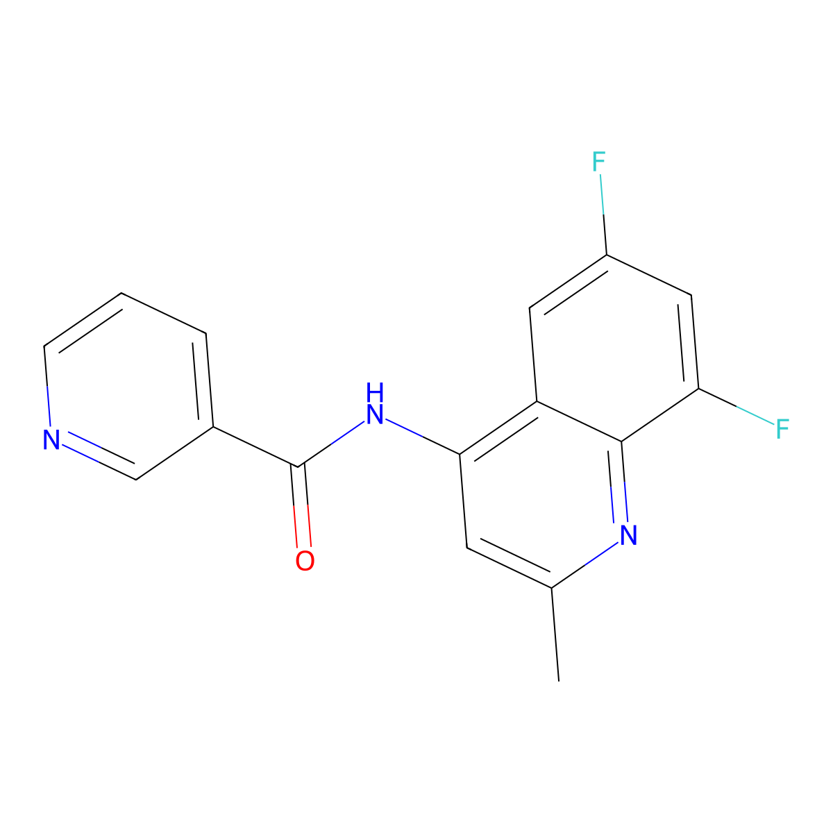 N-(6,8-difluoro-2-methylquinolin-4-yl)pyridine-3-carboxamide molecular structure, CAS 1010908-14-1