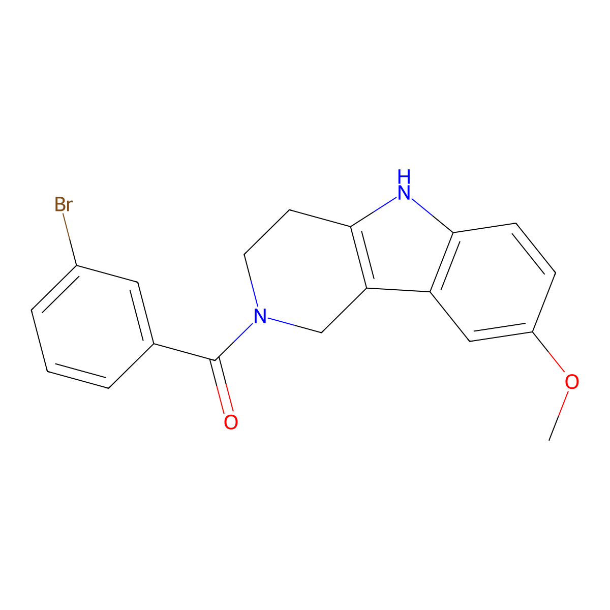 (3-bromophenyl)(8-methoxy-1,3,4,5-tetrahydro-2H-pyrido[4,3-b]indol-2-yl)methanone molecular structure, CAS 1010908-26-5