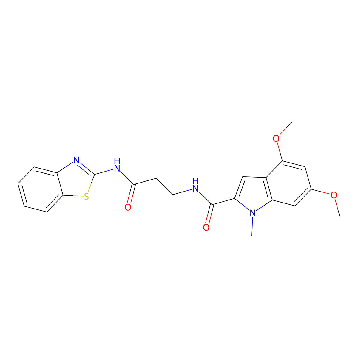 N~2~-[3-(1,3-benzothiazol-2-ylamino)-3-oxopropyl]-4,6-dimethoxy-1-methyl-1H-indole-2-carboxamide molecular structure, CAS 1010908-28-7