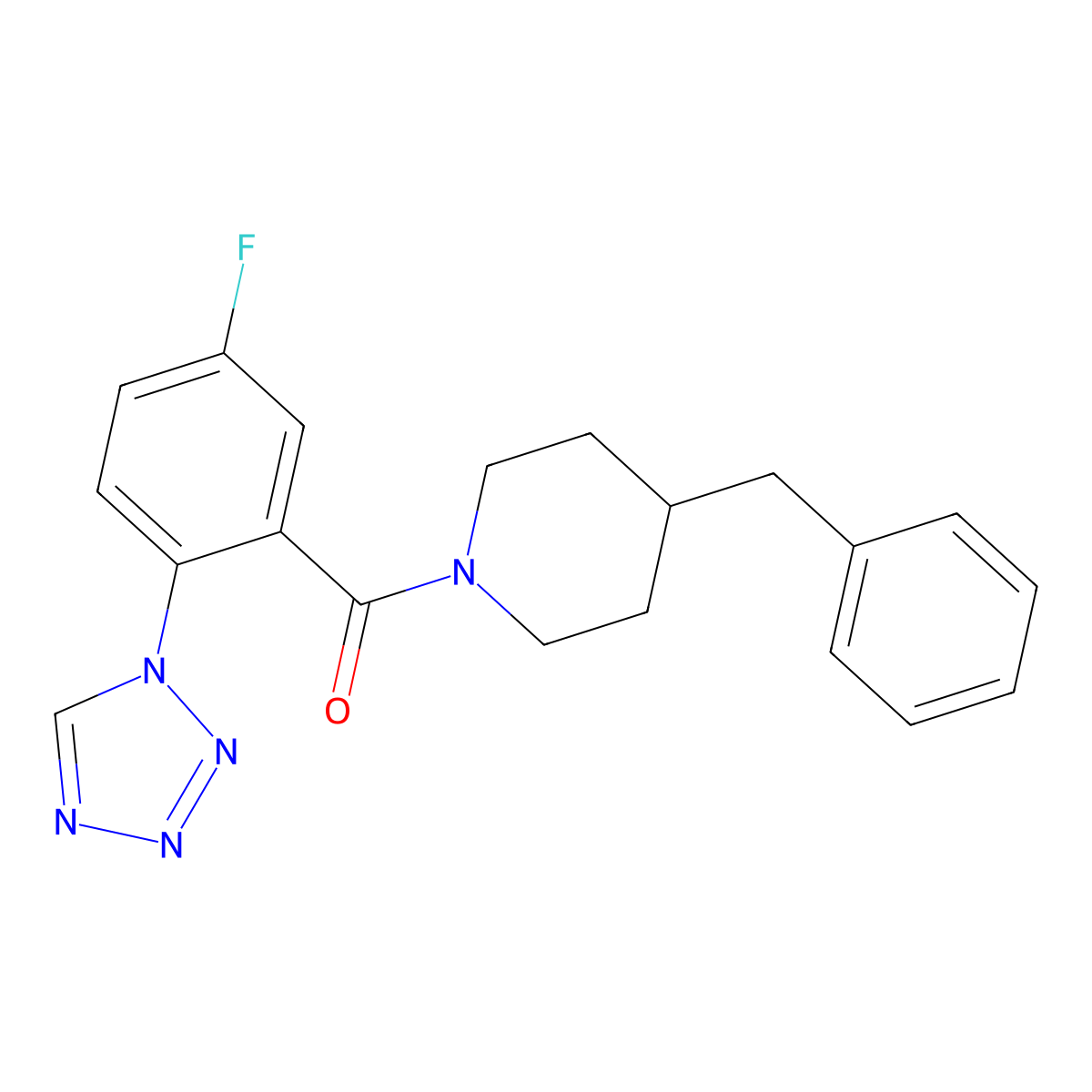 (4-benzylpiperidin-1-yl)[5-fluoro-2-(1H-tetrazol-1-yl)phenyl]methanone molecular structure, CAS 1010908-34-5