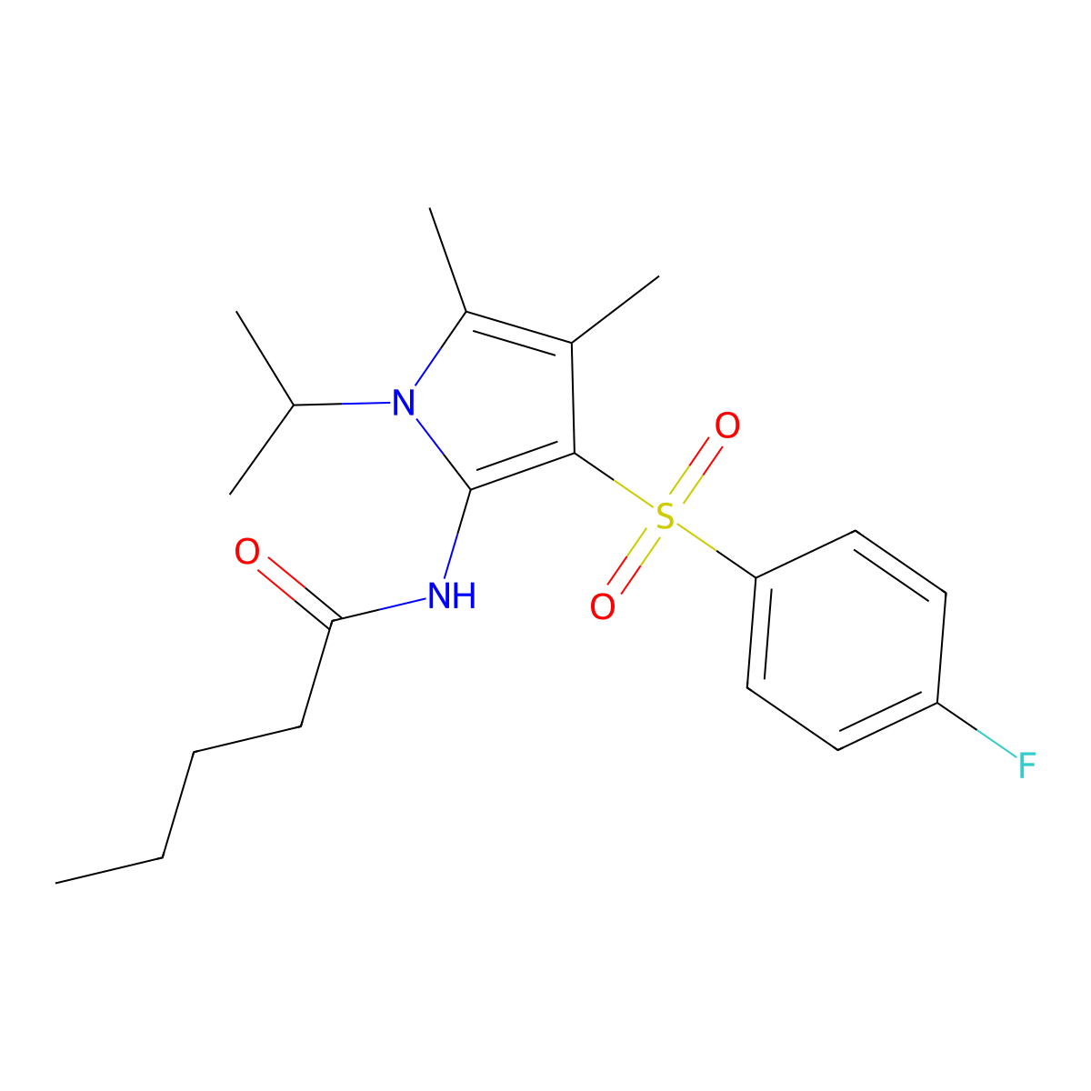 N-{3-[(4-fluorophenyl)sulfonyl]-4,5-dimethyl-1-(propan-2-yl)-1H-pyrrol-2-yl}pentanamide molecular structure, CAS 1010908-36-7
