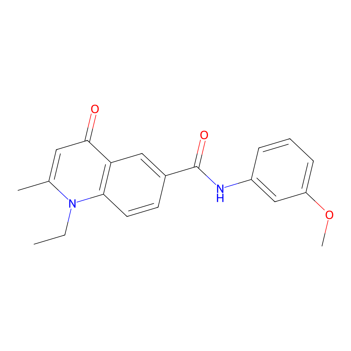 1-ethyl-N-(3-methoxyphenyl)-2-methyl-4-oxo-1,4-dihydroquinoline-6-carboxamide molecular structure, CAS 1010908-37-8