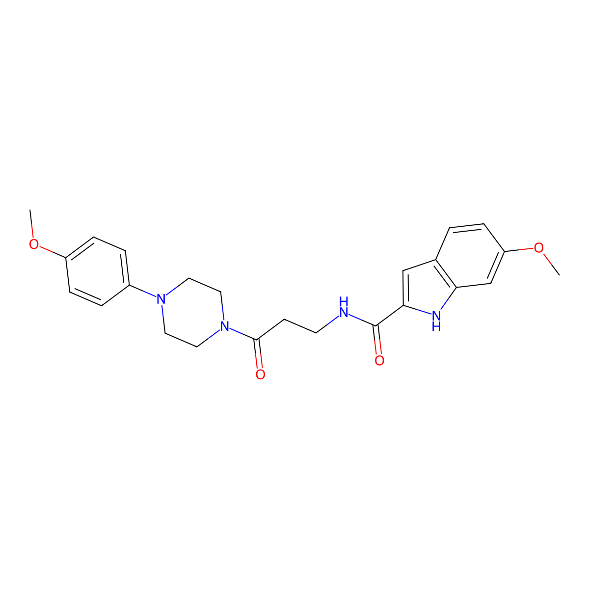 6-methoxy-N-{3-[4-(4-methoxyphenyl)piperazin-1-yl]-3-oxopropyl}-1H-indole-2-carboxamide molecular structure, CAS 1010908-39-0