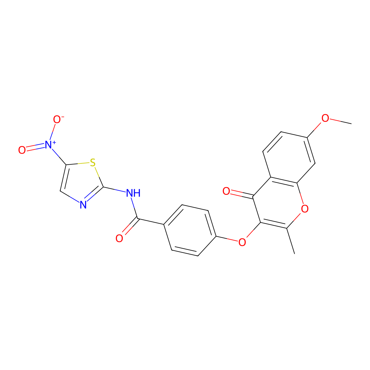4-((7-methoxy-2-methyl-4-oxo-4H-chromen-3-yl)oxy)-N-(5-nitrothiazol-2-yl)benzamide molecular structure, CAS 1010908-50-5