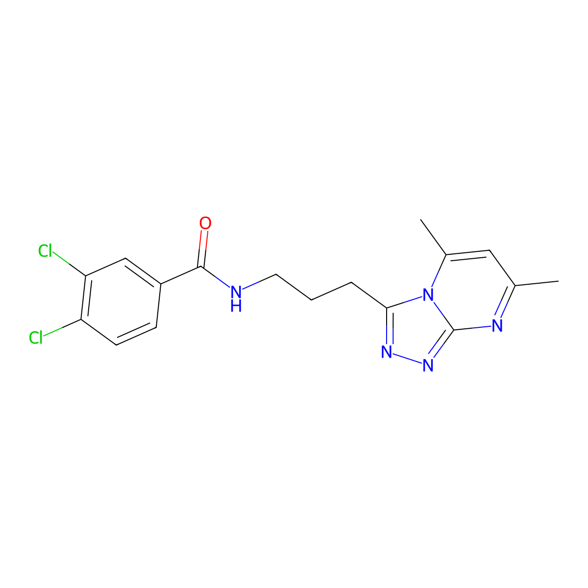 3,4-dichloro-N-[3-(5,7-dimethyl[1,2,4]triazolo[4,3-a]pyrimidin-3-yl)propyl]benzamide molecular structure, CAS 1010908-58-3