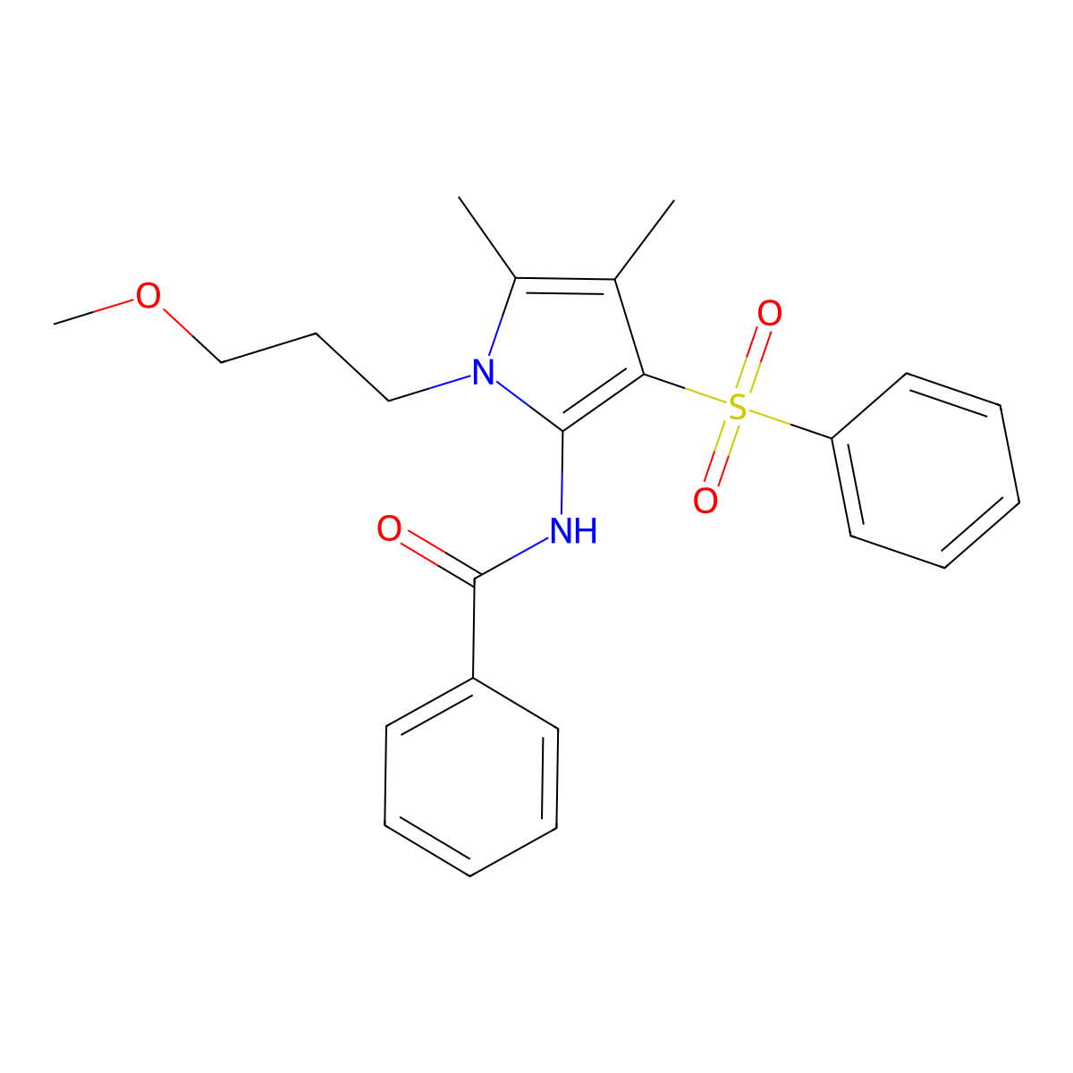 N-[1-(3-methoxypropyl)-4,5-dimethyl-3-(phenylsulfonyl)-1H-pyrrol-2-yl]benzamide molecular structure, CAS 1010908-68-5