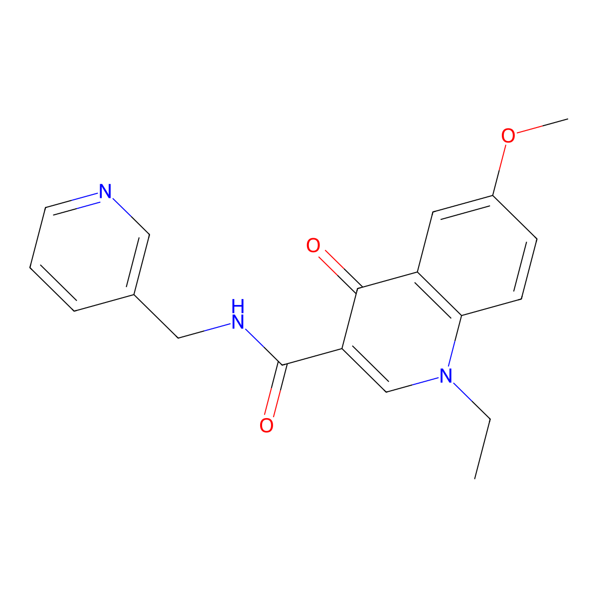 1-ethyl-6-methoxy-4-oxo-N-(pyridin-3-ylmethyl)quinoline-3-carboxamide molecular structure, CAS 1010908-73-2