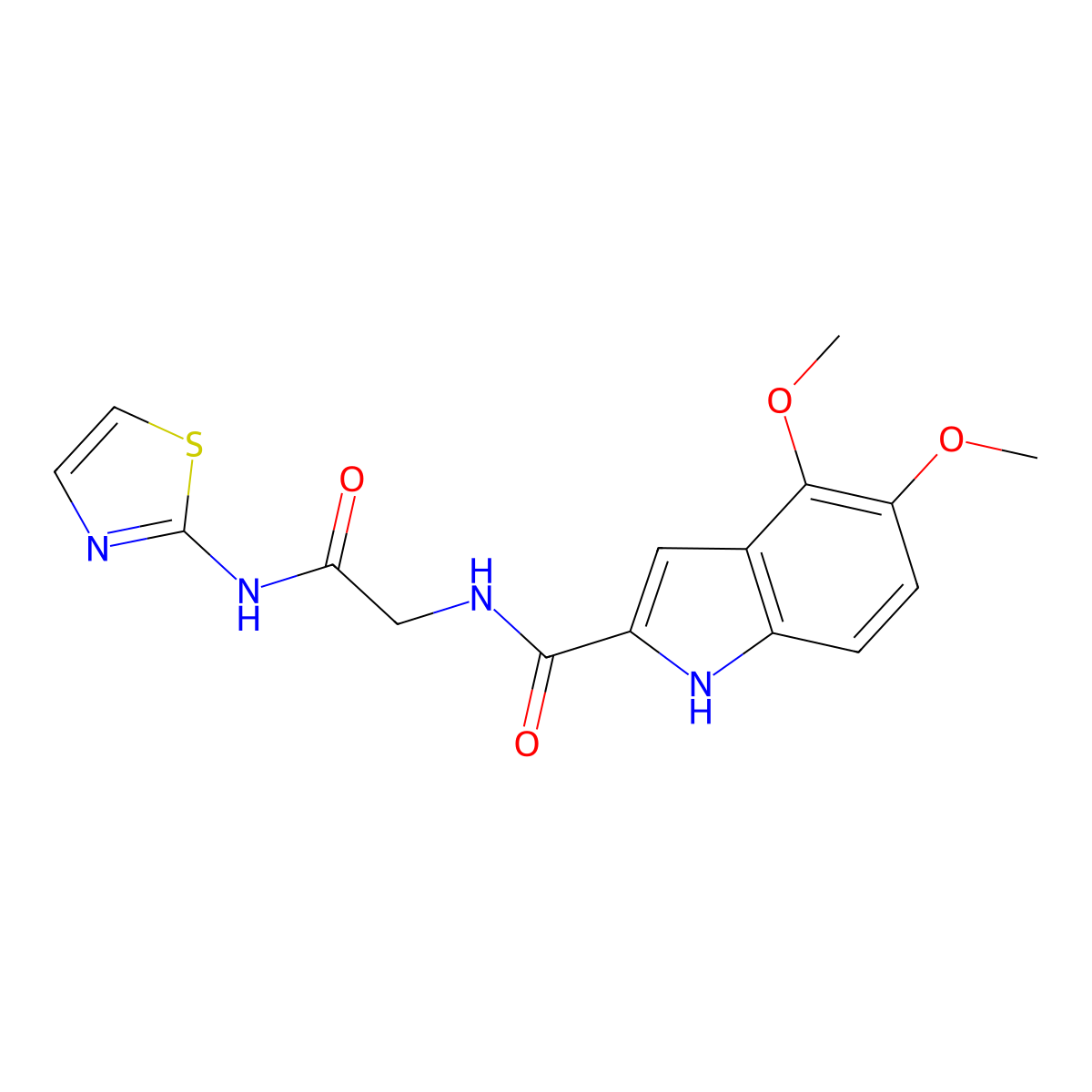4,5-dimethoxy-N-[2-oxo-2-(1,3-thiazol-2-ylamino)ethyl]-1H-indole-2-carboxamide molecular structure, CAS 1010908-77-6
