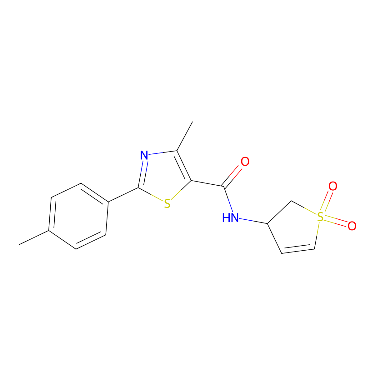 N-(1,1-dioxido-2,3-dihydrothiophen-3-yl)-4-methyl-2-(4-methylphenyl)-1,3-thiazole-5-carboxamide molecular structure, CAS 1010908-82-3