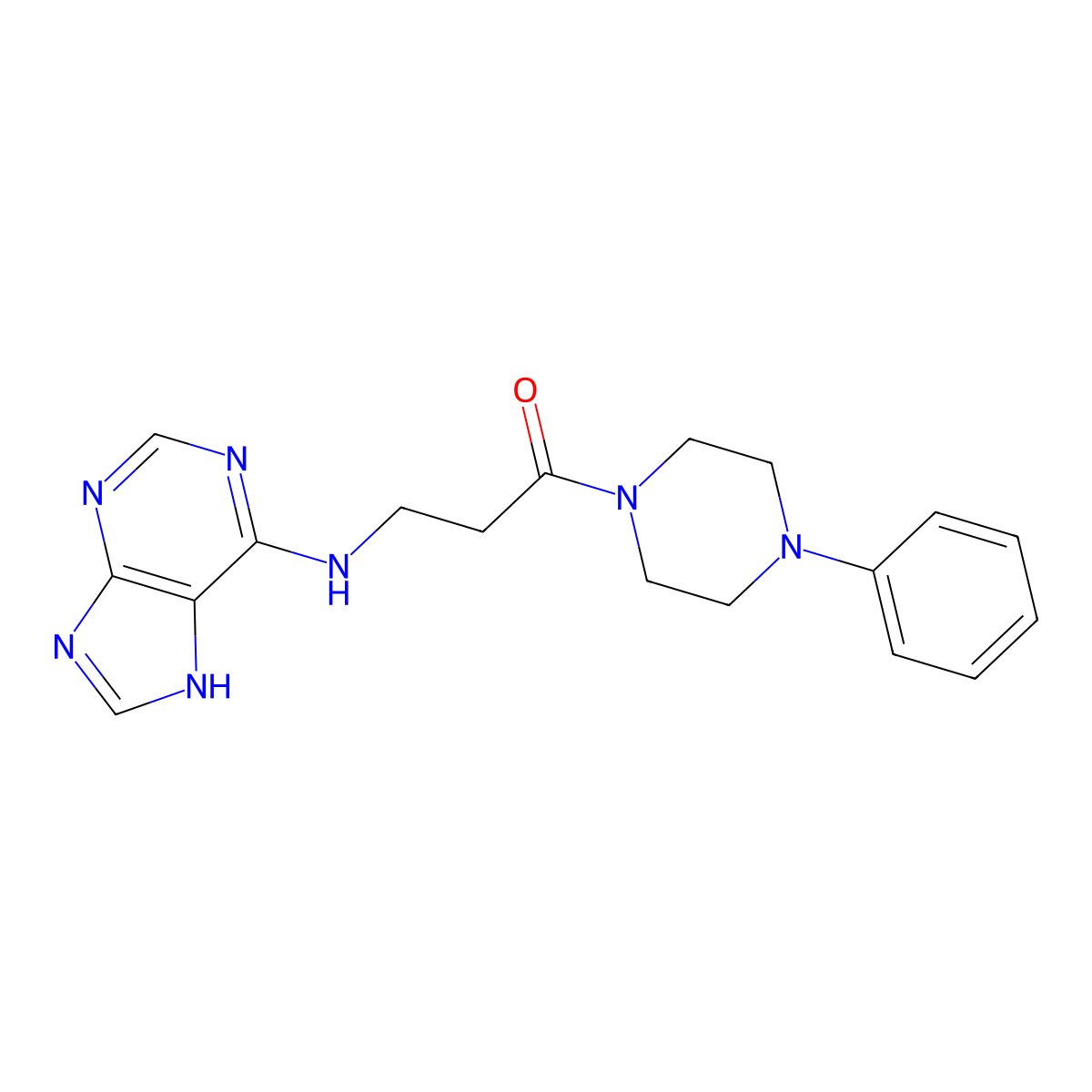 1-(4-phenylpiperazin-1-yl)-3-(7H-purin-6-ylamino)propan-1-one molecular structure, CAS 1010908-91-4