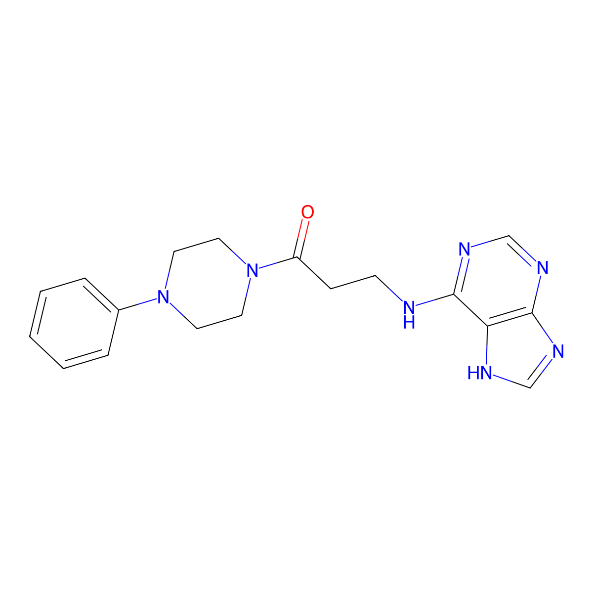 1-(4-phenylpiperazin-1-yl)-3-(7H-purin-6-ylamino)propan-1-one molecular structure, CAS 1010908-91-4