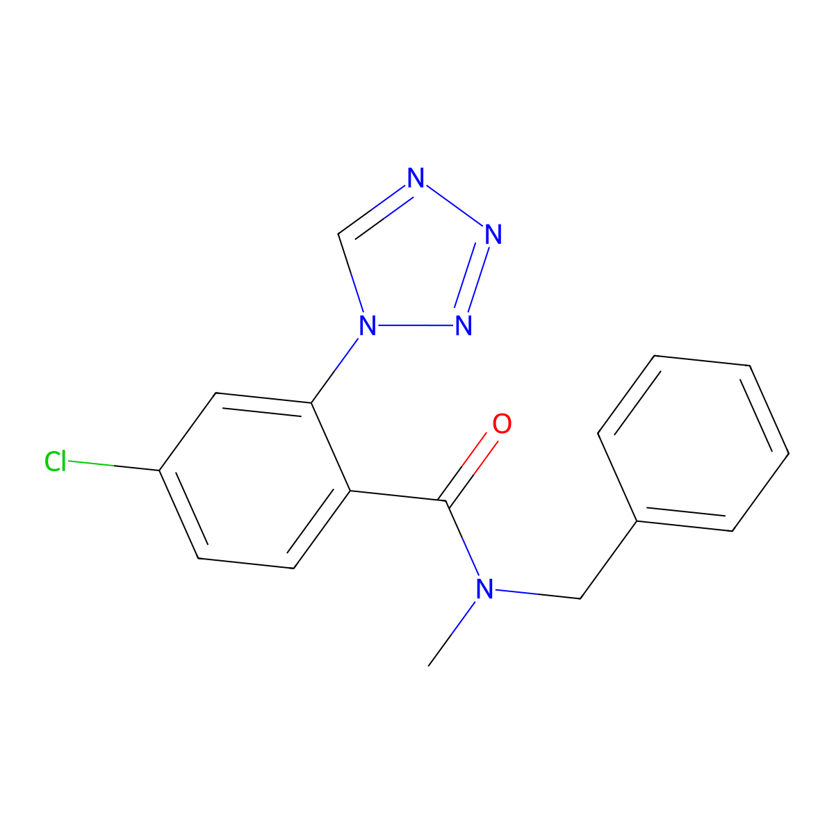 N-benzyl-4-chloro-N-methyl-2-(1H-tetrazol-1-yl)benzamide molecular structure, CAS 1010908-94-7