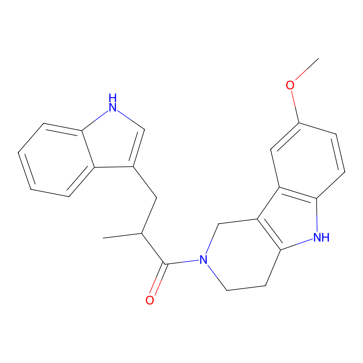 3-(1H-indol-3-yl)-1-(8-methoxy-1,3,4,5-tetrahydro-2H-pyrido[4,3-b]indol-2-yl)-2-methylpropan-1-one molecular structure, CAS 1010908-96-9