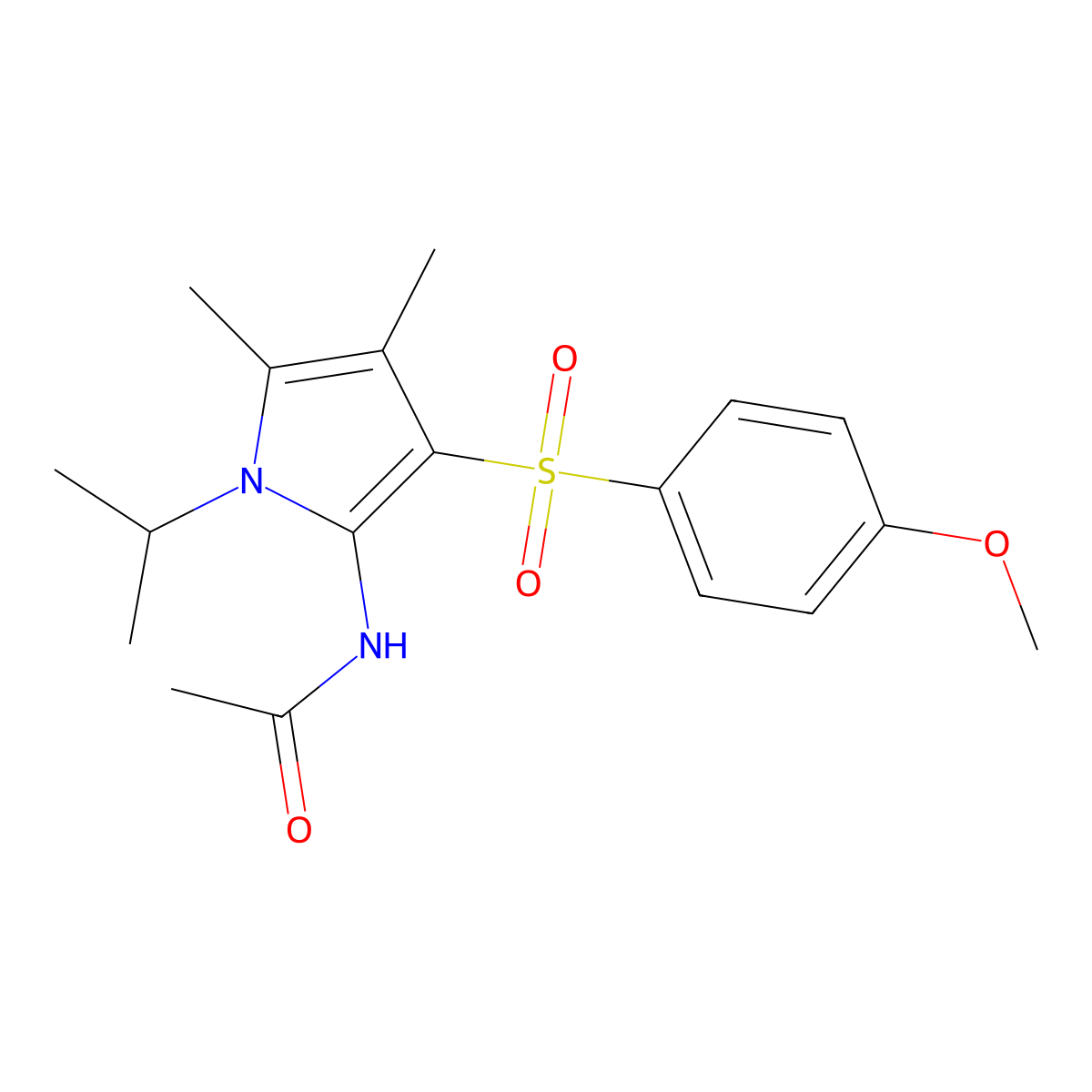 N-{3-[(4-methoxyphenyl)sulfonyl]-4,5-dimethyl-1-(propan-2-yl)-1H-pyrrol-2-yl}acetamide molecular structure, CAS 1010908-99-2
