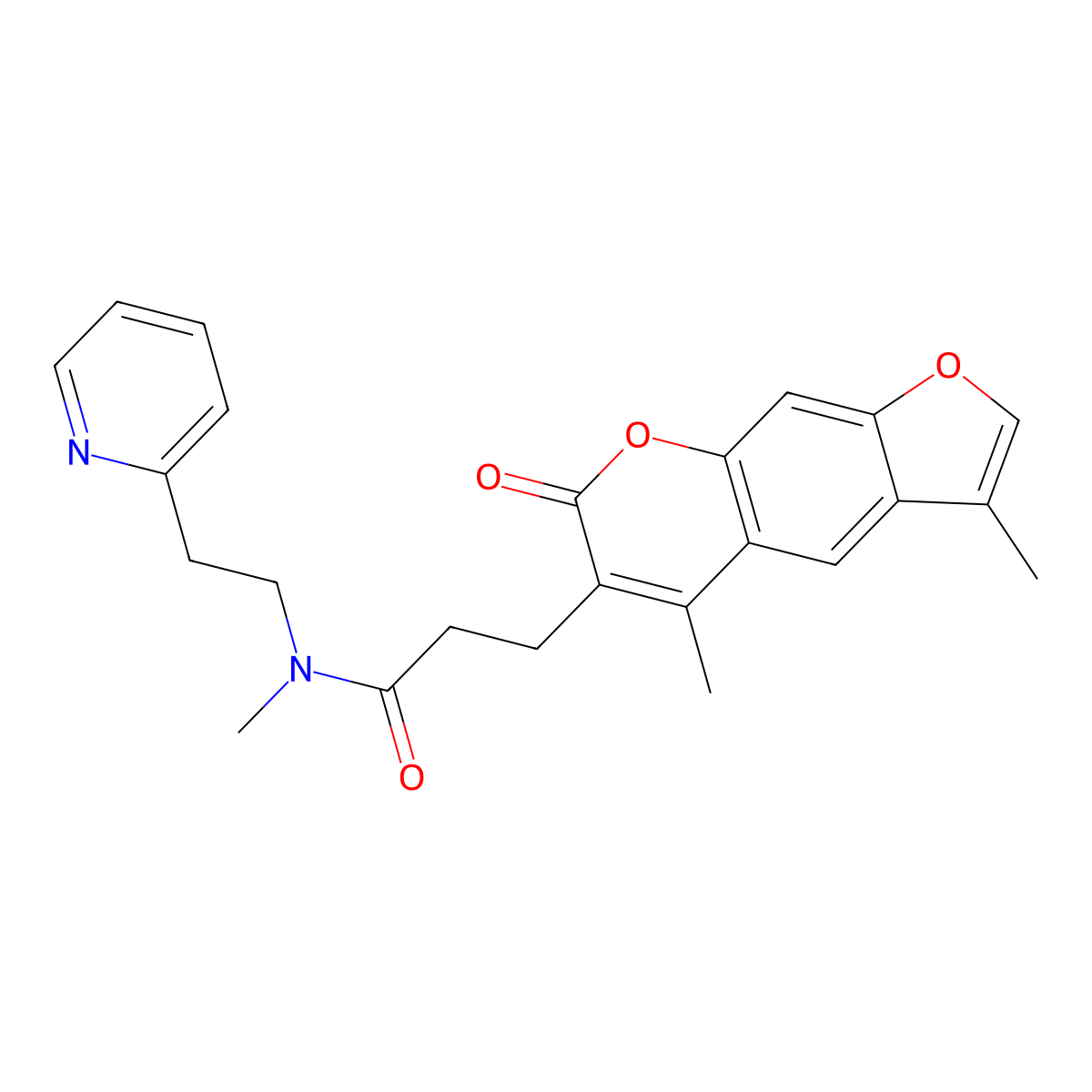 3-(3,5-dimethyl-7-oxo-7H-furo[3,2-g]chromen-6-yl)-N-methyl-N-[2-(pyridin-2-yl)ethyl]propanamide molecular structure, CAS 1010909-08-6