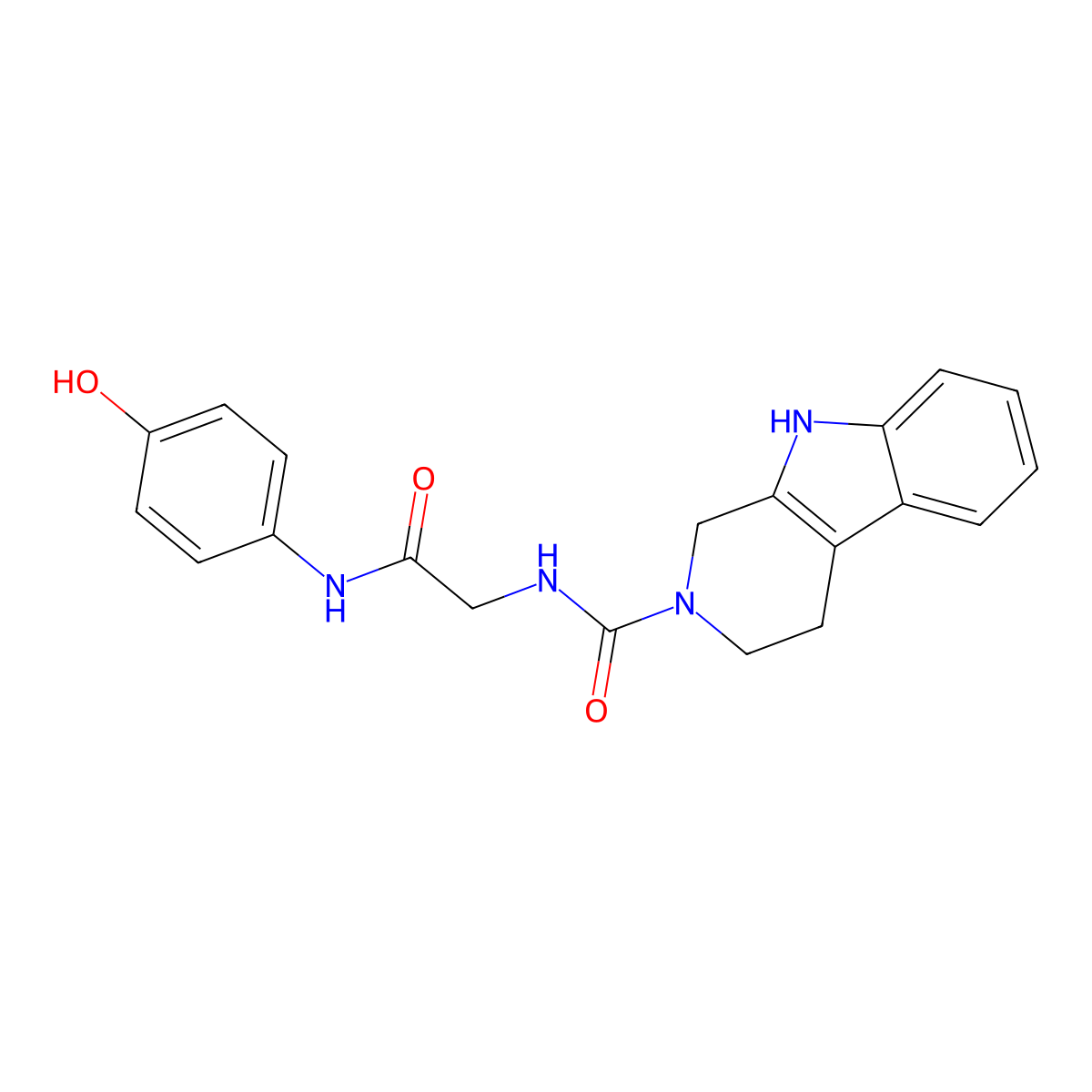 N-{2-[(4-hydroxyphenyl)amino]-2-oxoethyl}-1,3,4,9-tetrahydro-2H-beta-carboline-2-carboxamide molecular structure, CAS 1010909-20-2