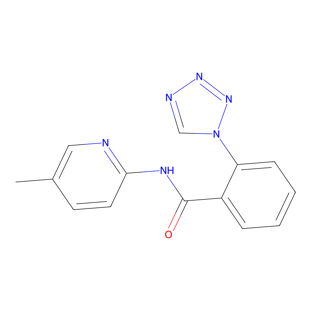 N-(5-methylpyridin-2-yl)-2-(1H-tetrazol-1-yl)benzamide molecular structure, CAS 1010909-23-5