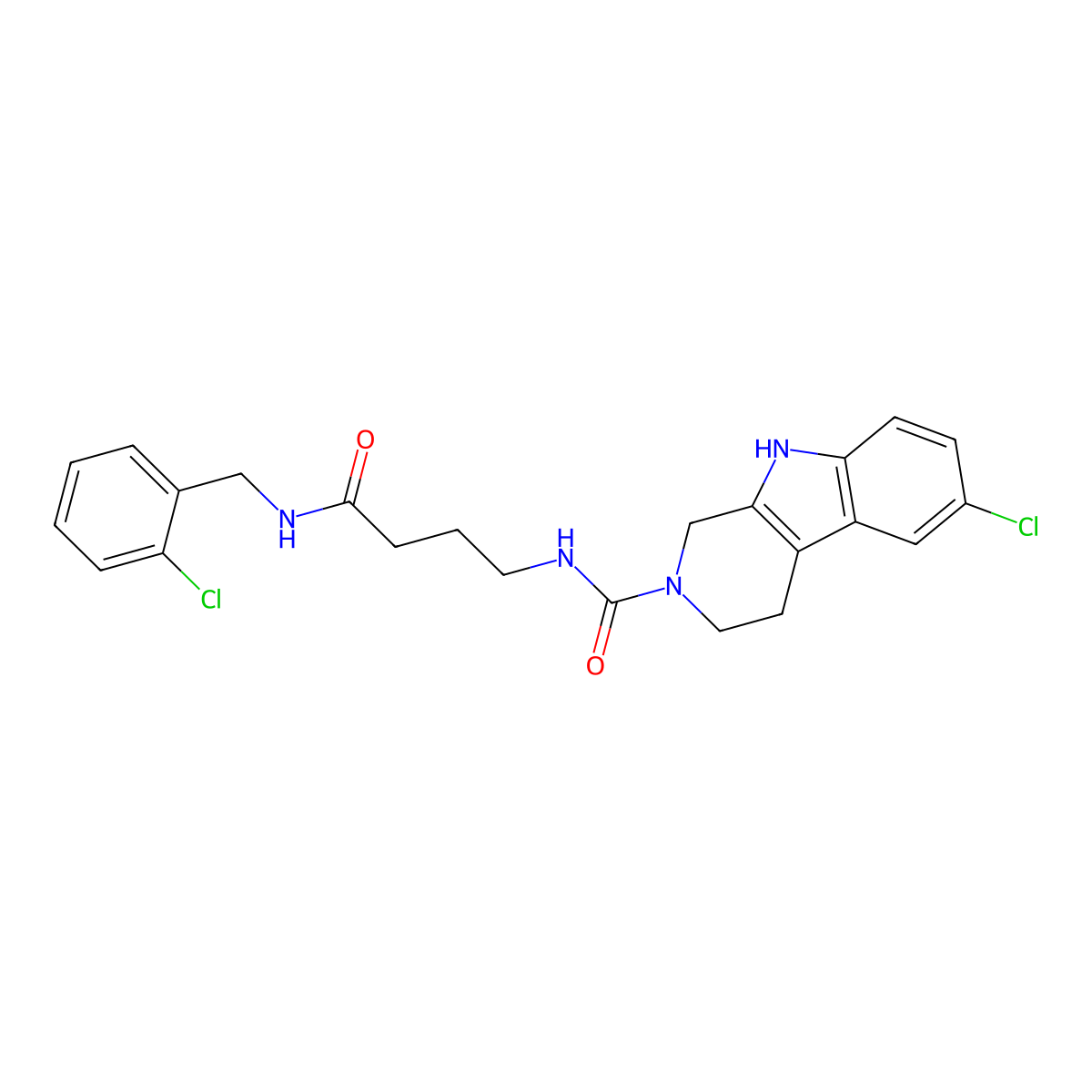 6-chloro-N-{4-[(2-chlorobenzyl)amino]-4-oxobutyl}-1,3,4,9-tetrahydro-2H-beta-carboline-2-carboxamide molecular structure, CAS 1010909-31-5