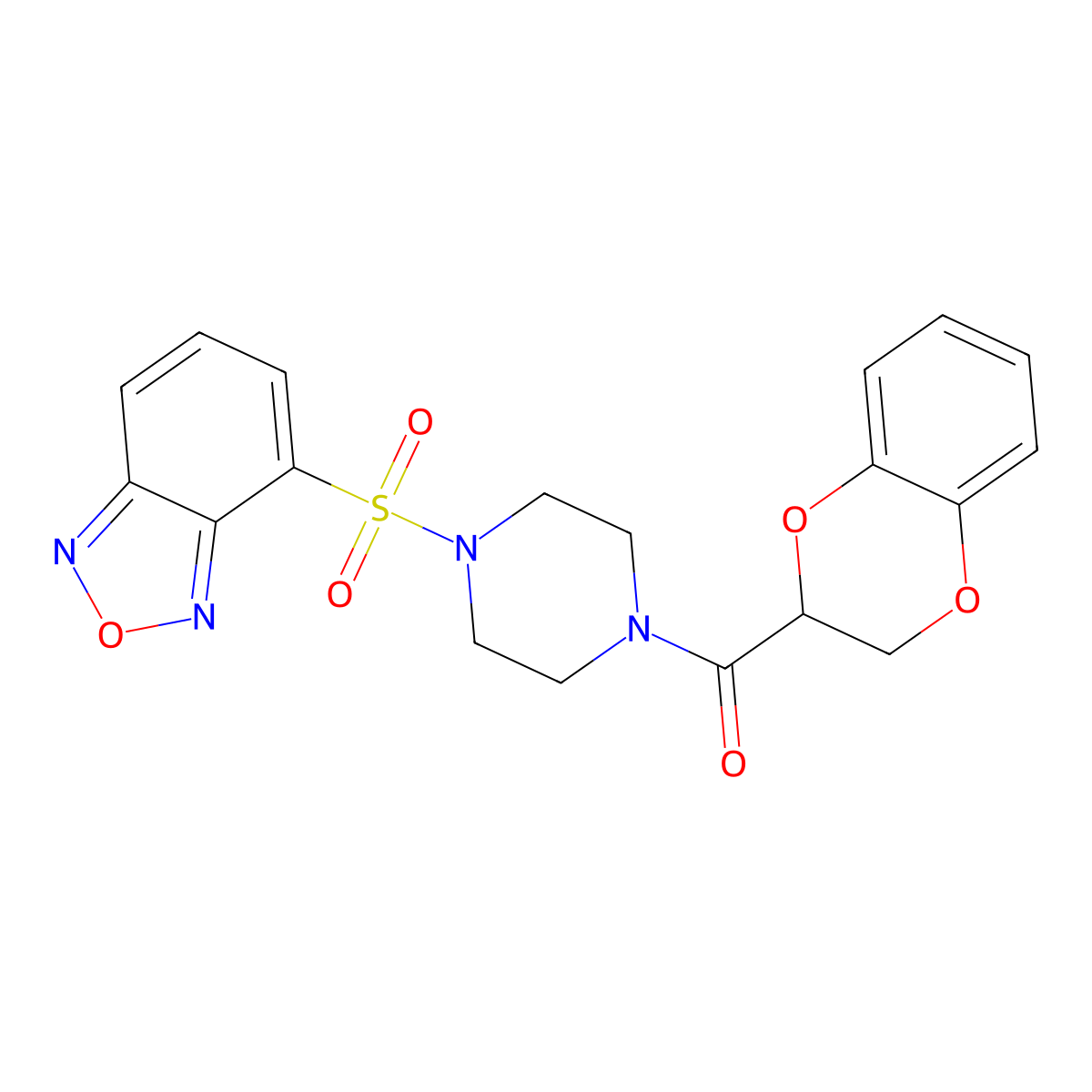 [4-(2,1,3-Benzoxadiazol-4-ylsulfonyl)piperazin-1-yl](2,3-dihydro-1,4-benzodioxin-2-yl)methanone molecular structure, CAS 1010909-45-1