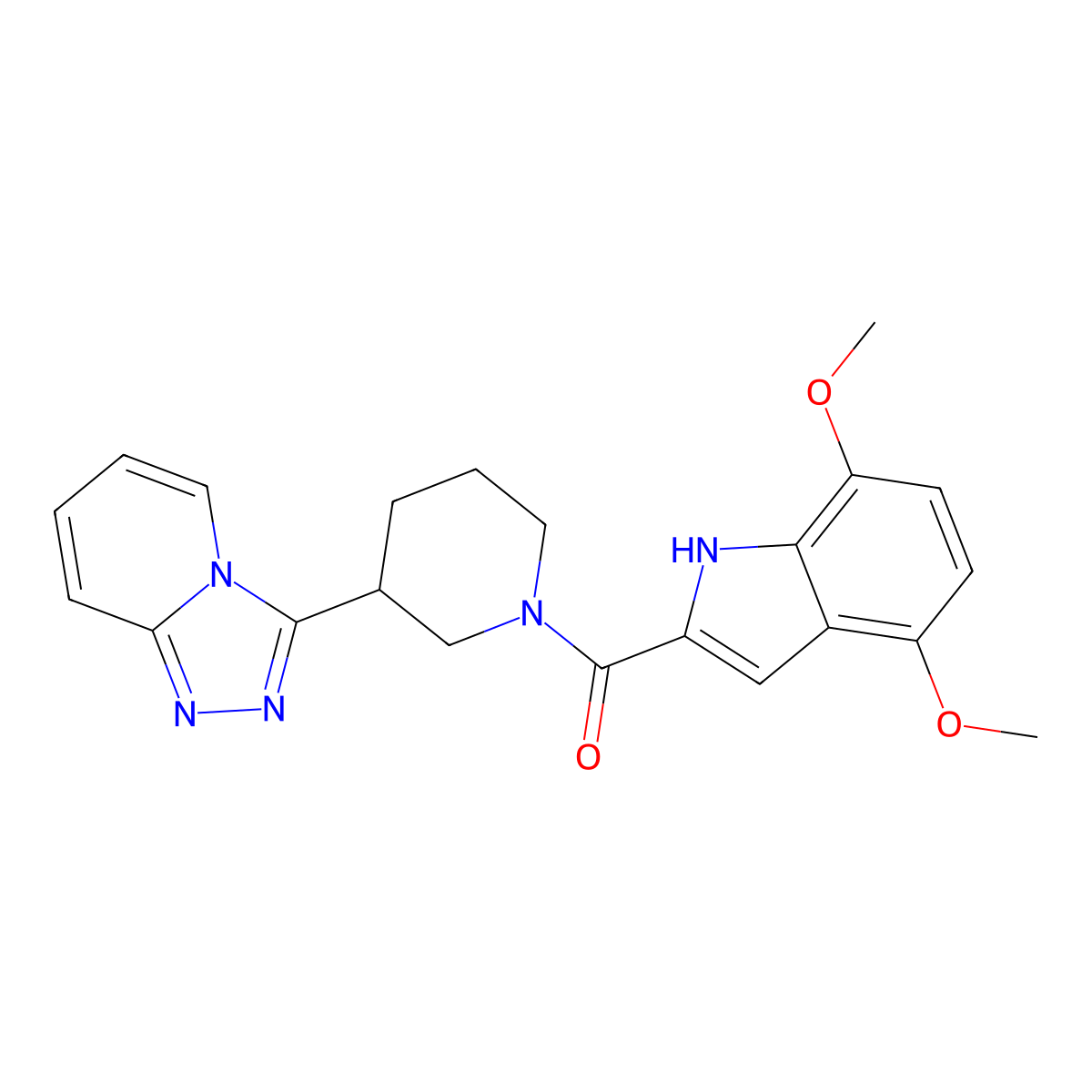 (4,7-dimethoxy-1H-indol-2-yl)[3-([1,2,4]triazolo[4,3-a]pyridin-3-yl)piperidin-1-yl]methanone molecular structure, CAS 1010909-47-3