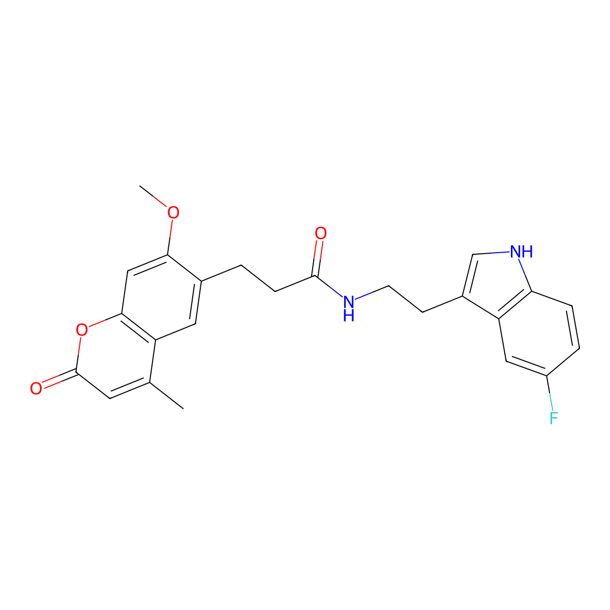 N-(2-(5-fluoro-1H-indol-3-yl)ethyl)-3-(7-methoxy-4-methyl-2-oxo-2H-chromen-6-yl)propanamide molecular structure, CAS 1010909-52-0