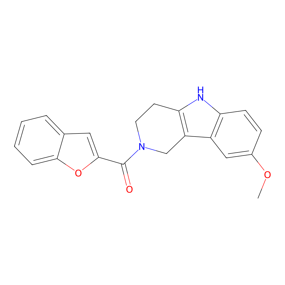 1-benzofuran-2-yl(8-methoxy-1,3,4,5-tetrahydro-2H-pyrido[4,3-b]indol-2-yl)methanone molecular structure, CAS 1010909-55-3